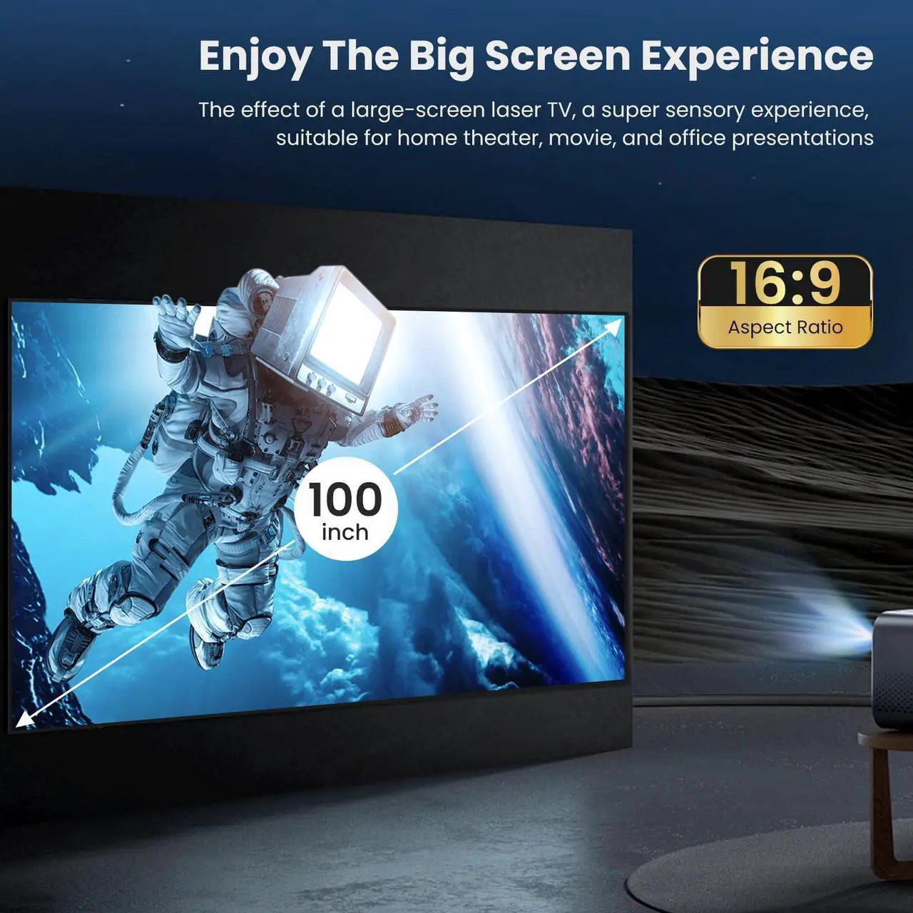 Alt view image 5 of 5 - BIGASUO ALR Projector Screen 100 inch, 1.6 Gain Ambient Light Rejecting Projection Screen, 16:9 Anti-Crease Indoor Projector Screen, 4K HD Fixed Frame 3D Movie Screen for Home Theater, Easy to Instal