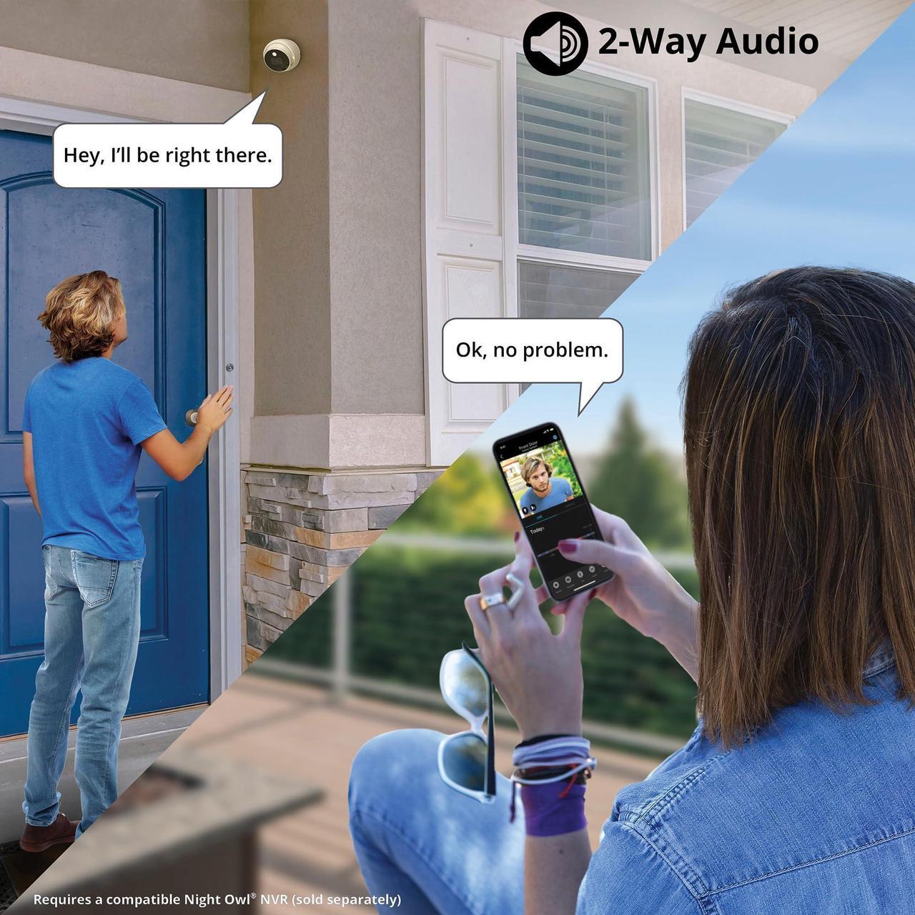 Alt view image 4 of 5 - Night Owl Add On Wired IP 4K HD Indoor/Outdoor Deterrence Dome Camera with 2-Way Audio (1-Pack) - Camera Cable Not Included (Requires Compatible NVR - Sold Separately)