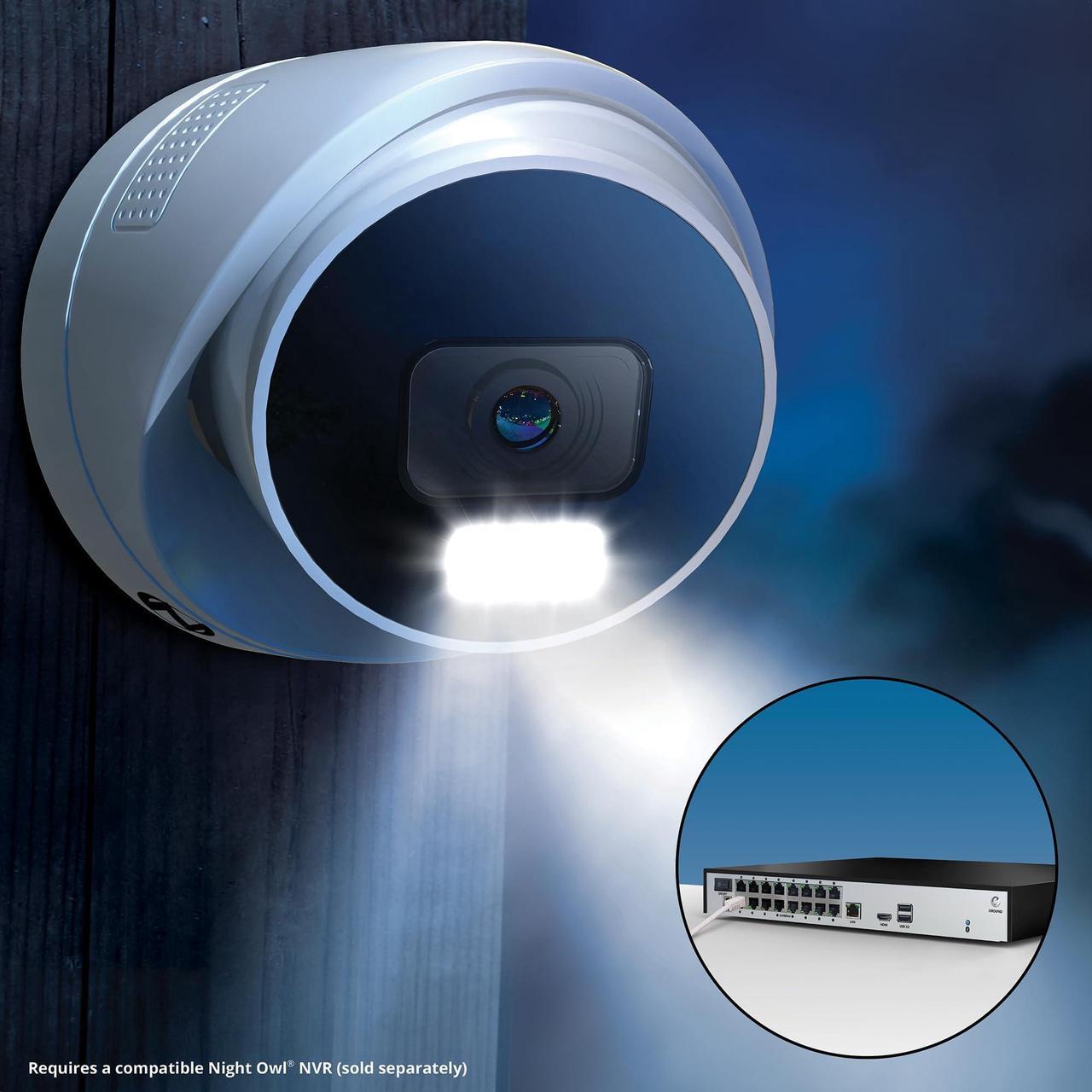 Alt view image 5 of 5 - Night Owl Add On Wired IP 4K HD Indoor/Outdoor Deterrence Dome Camera with 2-Way Audio (1-Pack) - Camera Cable Not Included (Requires Compatible NVR - Sold Separately)