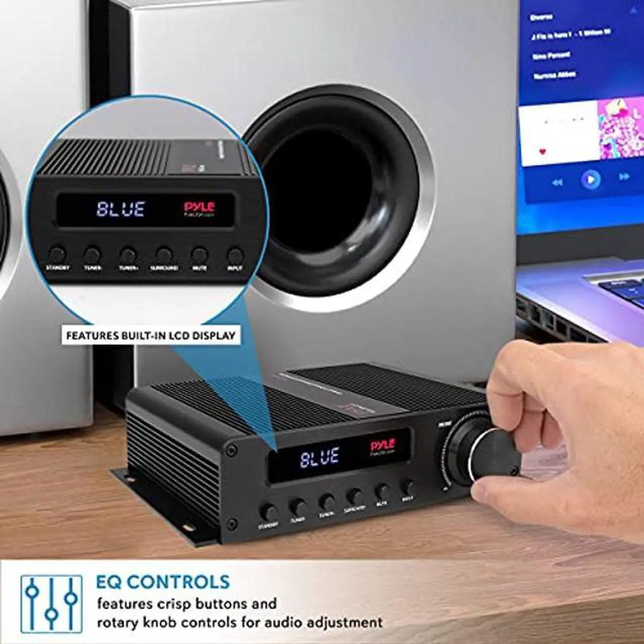 Alt view image 5 of 5 - Pyle Wireless Bluetooth Home Audio Amplifier - 100W 5 Channel Home Theater Power Stereo Receiver, Surround Sound w/ HDMI, AUX, FM Antenna, Subwoofer Speaker Input, 12V Adapter - PFA540BT, Black
