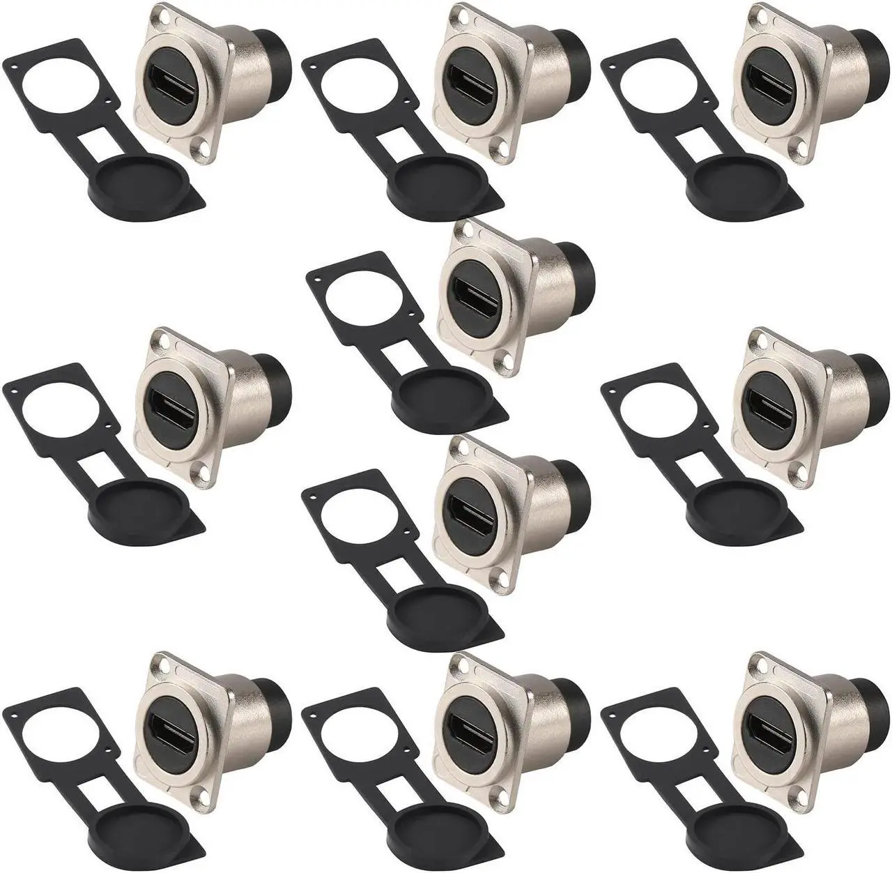 Main image of ANMBEST 10PCS HDMI IP67 Waterproof Connector, Zinc Alloy Housing Panel Mount Female to Female HDMI Bulkhead Coupler with Weatherproof Dust Cap