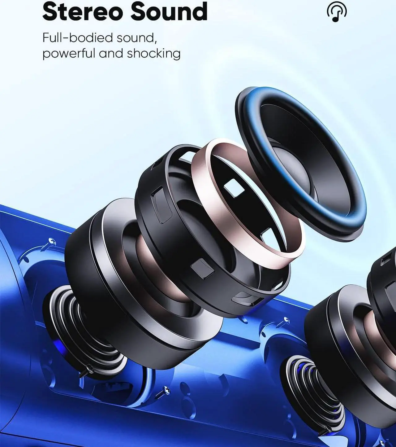 Alt view image 2 of 5 - Bluetooth Portable Wireless Speakers with HD Sound, IPX5 Waterproof, Up to 24H Playtime, TWS Pairing, BT5.3, for Home/Party/Outdoor/Beach, Electronic Gadgets, Birthday Gift (Blue)