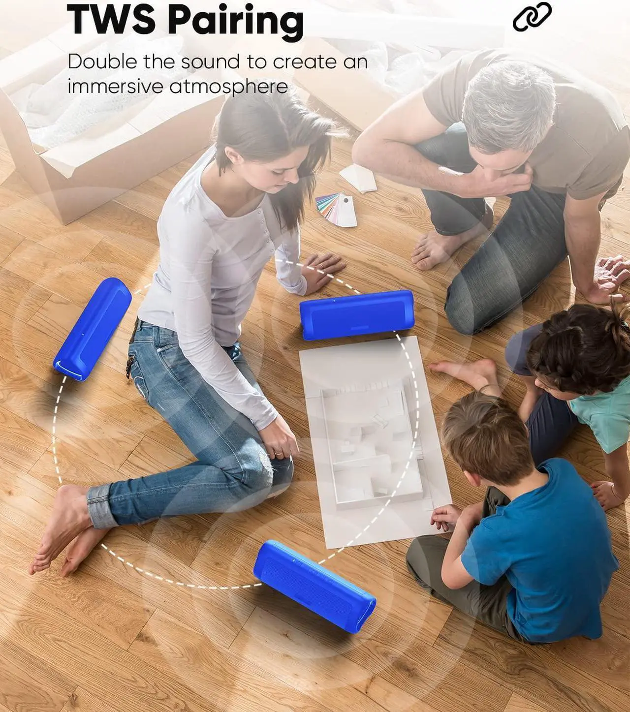 Alt view image 5 of 5 - Bluetooth Portable Wireless Speakers with HD Sound, IPX5 Waterproof, Up to 24H Playtime, TWS Pairing, BT5.3, for Home/Party/Outdoor/Beach, Electronic Gadgets, Birthday Gift (Blue)