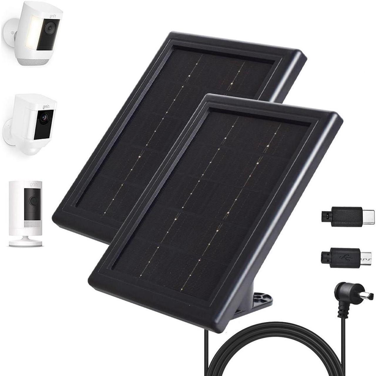 Main image of BOBUY Solar Panel Charger for Ring Cameras, 5V Solar Charger, Compatible with Ring Spotlight Cam/Ring Stick Up Cam and Outdoor Wireless Security Camera/Doorbell Batteries, 16.4ft Cable (2 Pack, Black)
