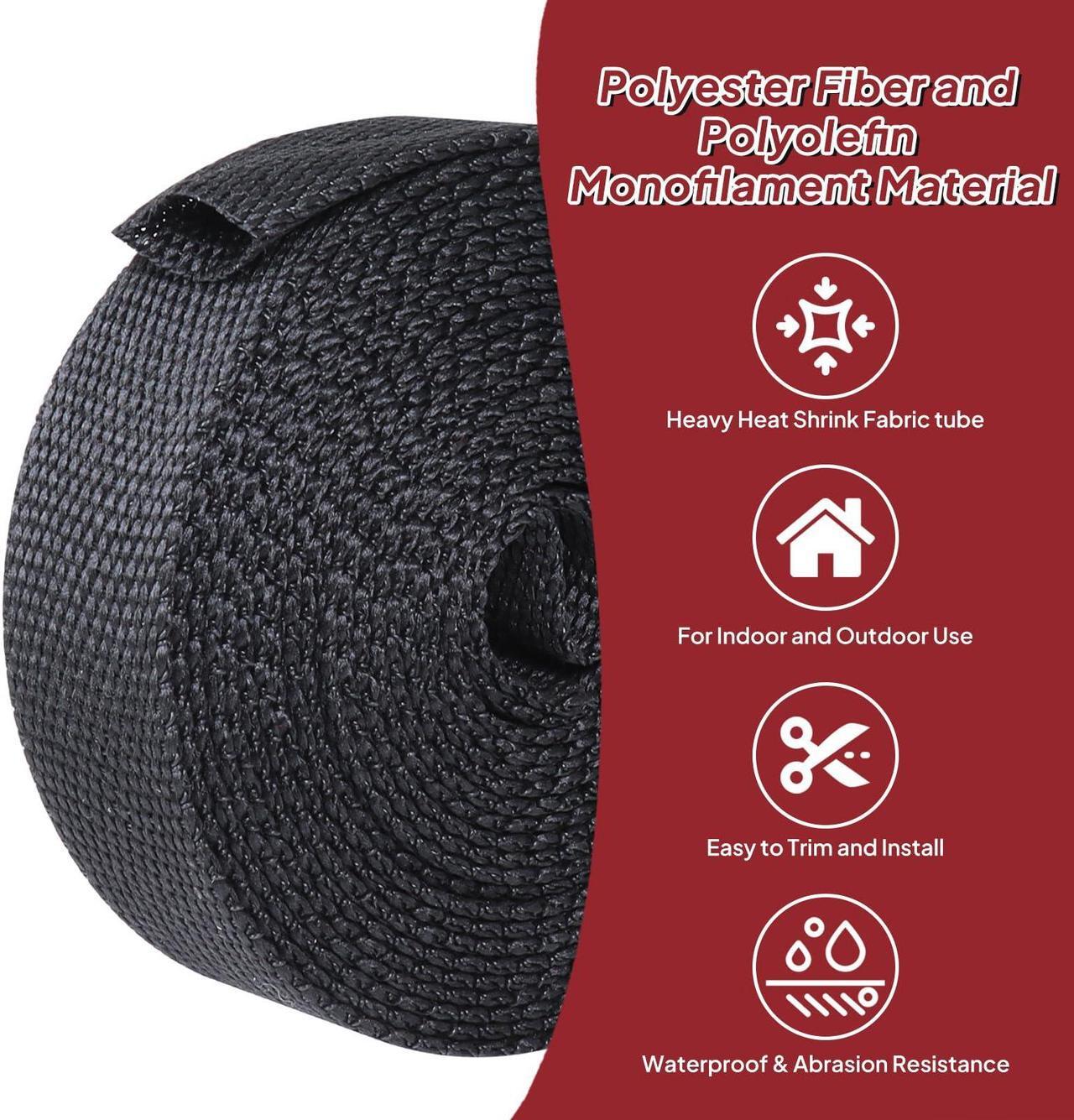 Alt view image 3 of 5 - BuyUneed Heat Shrink Braided Sleeving Fabric Tubing 2 in 1 Wiring Harness Tubing Abrasion Resistant Cable Sleeve for Protection Wire/Sheath/Irregular Shape Hose (1"-24ft)