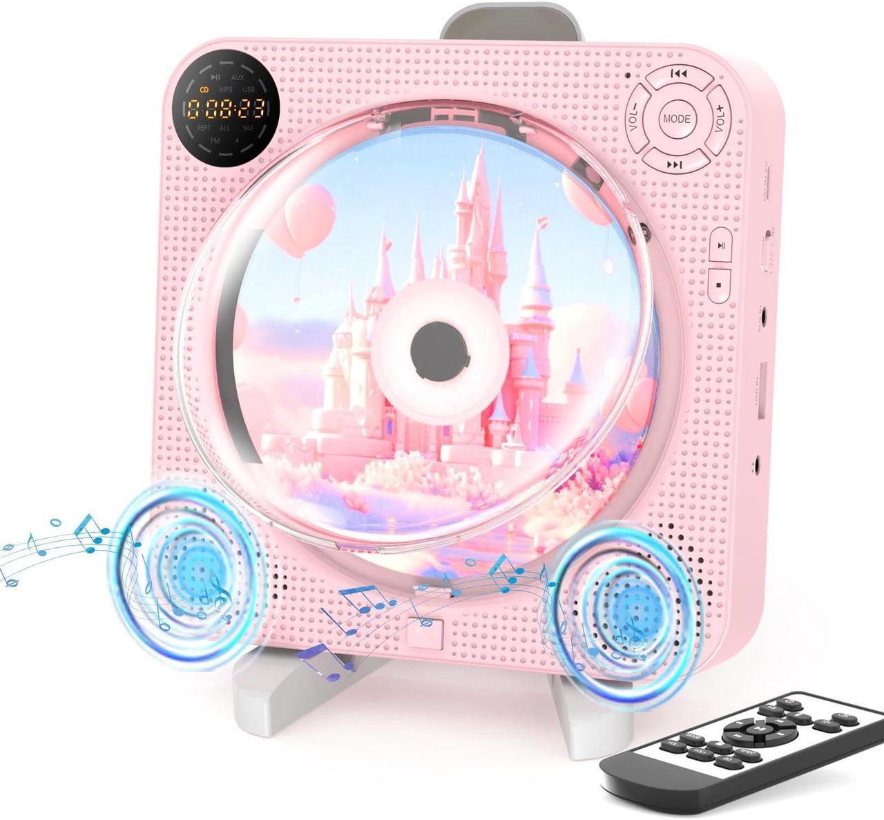 Main image of CD Player Portable, Bluetooth CD Player with Speakers Small CD Player for Home with Remote Control FM Radio Digital Screen Headphone Jack, Wall CD Player Support AUX in Cable&USB,Pink Kpop CD Player
