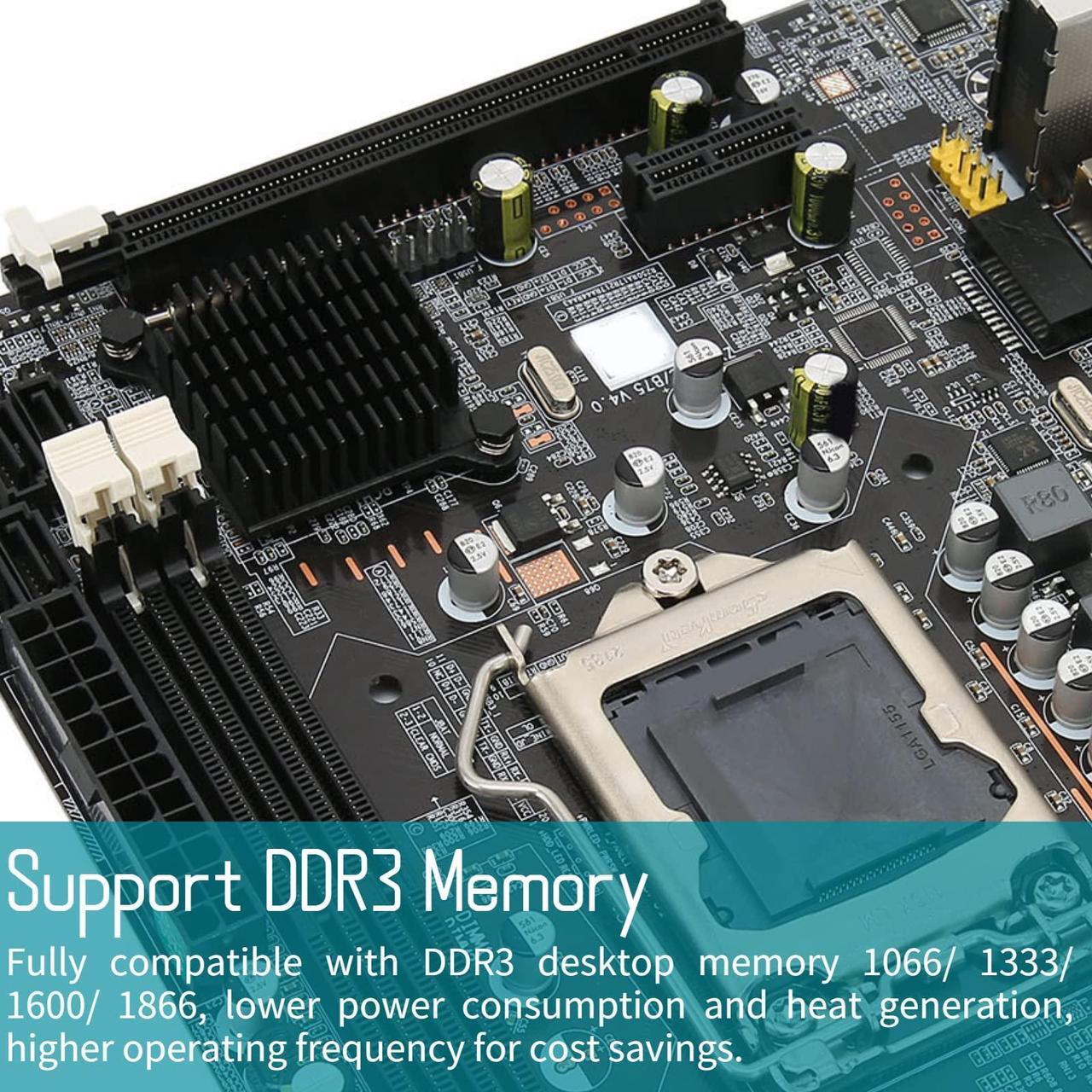 Alt view image 3 of 5 - Computer Motherboard,LGA 1155 USB3.0 SATA Mainboard Desktop Computer Motherboard for Intel B75
