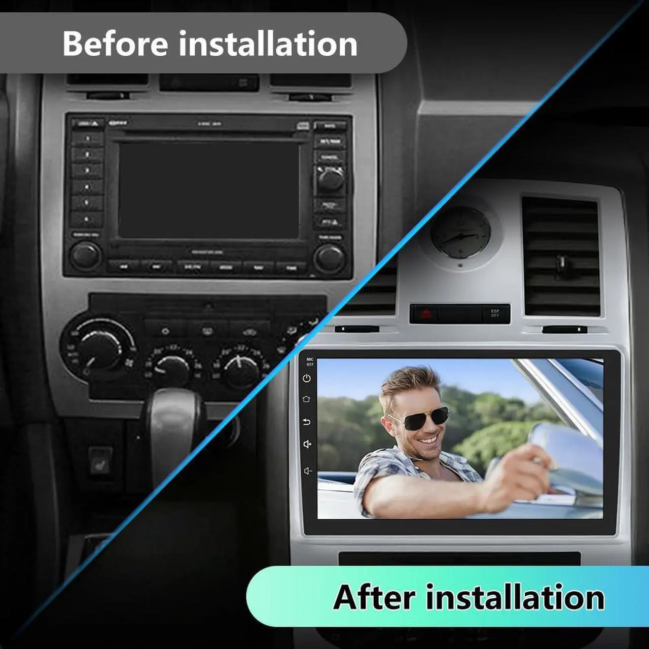 Alt view image 2 of 5 - EagleNav Car Stereo Radio for Chrysler 300C 2004-2011 Android 12 Car Radio 2GB+32GB CarPlay & Android Auto Mirror Link GPS Sat Nav Bluetooth WiFi FM Radio Car Audio