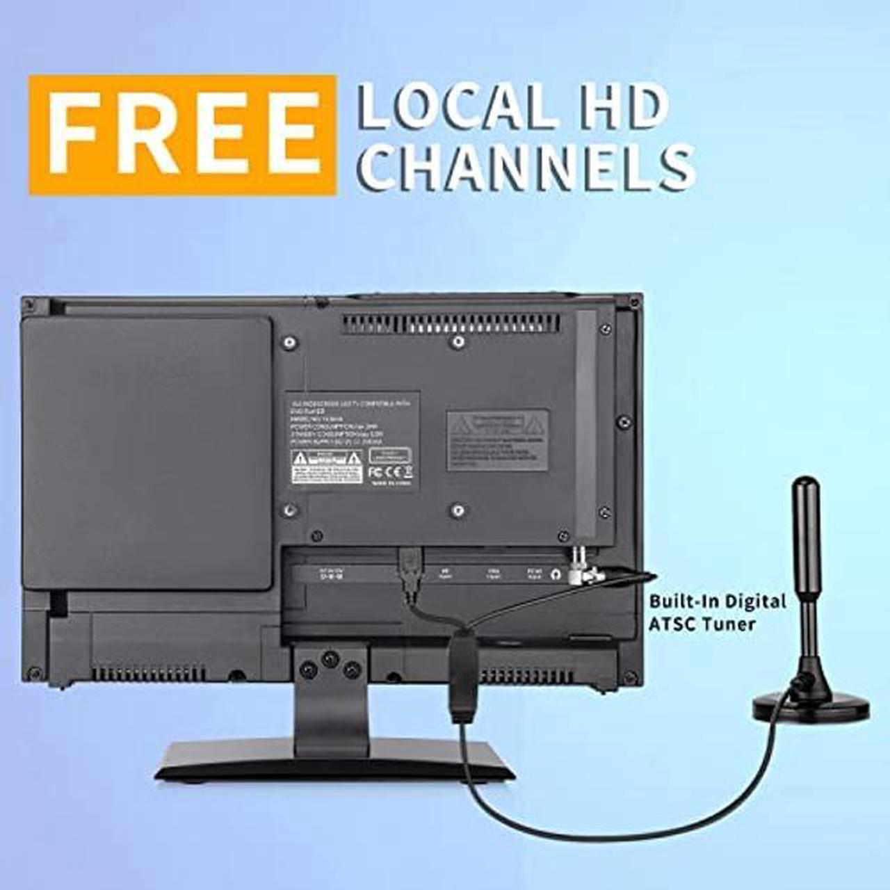 Alt view image 2 of 5 - Feihe 15.6 Inch Flat Screen TV with DVD Player Built-in, Small TV-DVD Combo w/ATSC Tuner/HDMI/USB/AV/VGA Input, Watch Television Anywhere for Kitchen Bedroom RV Camper Truck Caravan Boat
