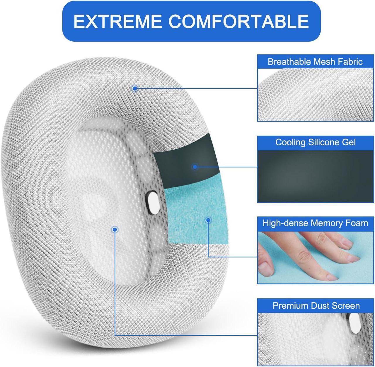 Alt view image 3 of 5 - Ear Cushions for AirPods Max - Ear Cups Replacement Cover - Upgraded Memory Foam for Apple Air Pods Max Headphones - Like Original (Silvery)