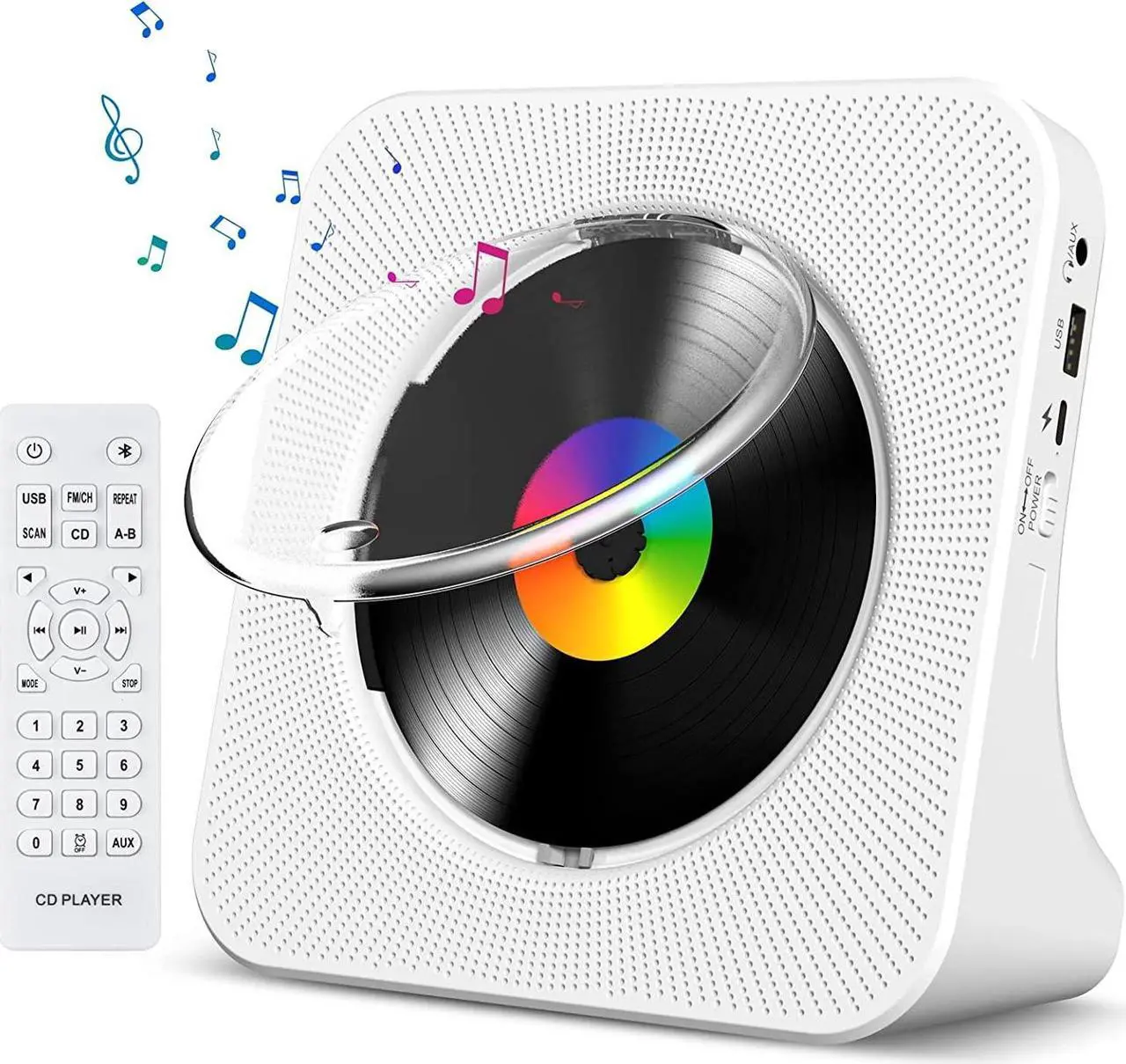 Main image of Gueray CD Player Portable Bluetooth Desktop CD Player for Home with Timer Built-in HiFi Speakers with LCD Screen Display Boombox FM Radio USB Type-c