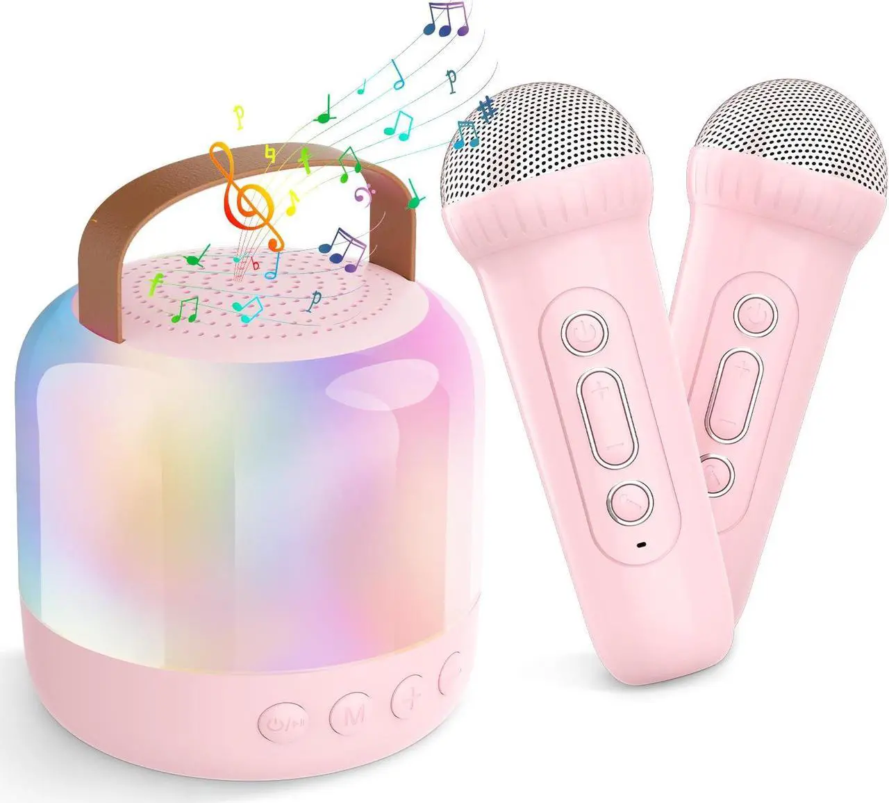 Main image of Heetipuk Mini Karaoke Machine,Portable Bluetooth Speaker with 2 Wireless Microphones for Kids Adults Dazzling Lights,Support TF Card/USB/AUX,Toys for Kids Home Party Birthday-pink