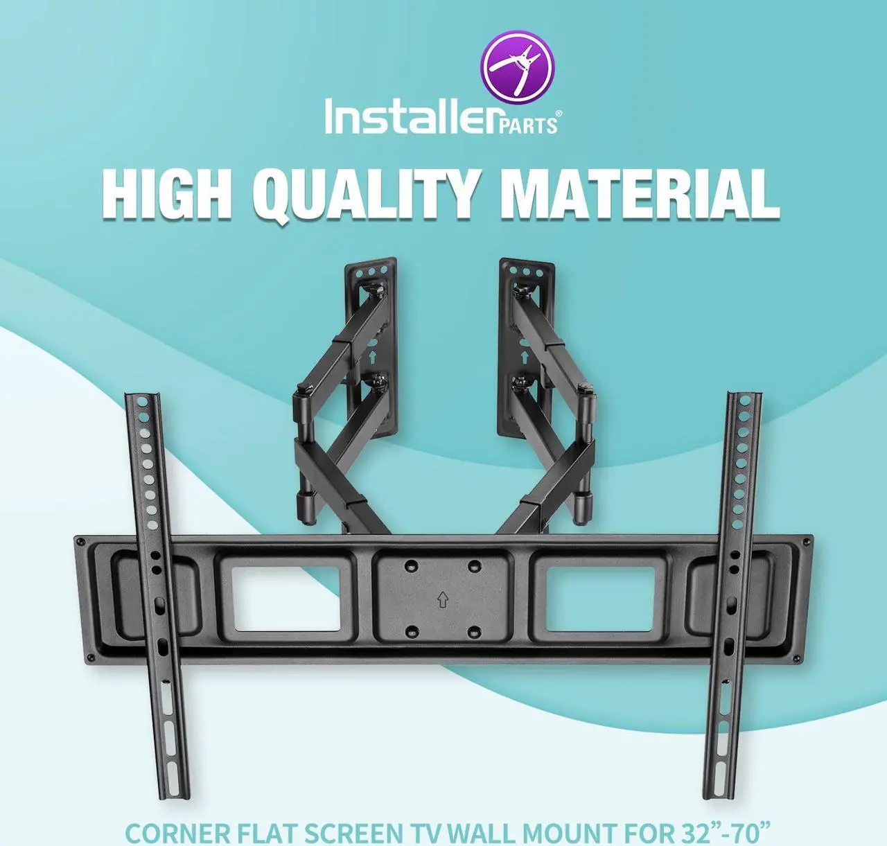Alt view image 2 of 5 - InstallerParts 32"-70" TV Corner Mount - Swivel/Tilt - 20" Dual Extension Arm - Heavy Duty LCD LED TV Monitor Flat Panel Screen, 6ft HDMI Cable