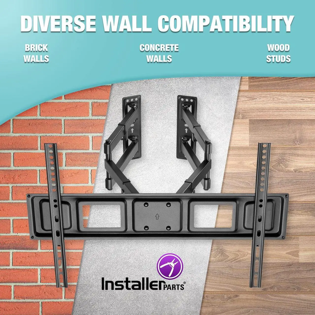 Alt view image 5 of 5 - InstallerParts 32"-70" TV Corner Mount - Swivel/Tilt - 20" Dual Extension Arm - Heavy Duty LCD LED TV Monitor Flat Panel Screen, 6ft HDMI Cable