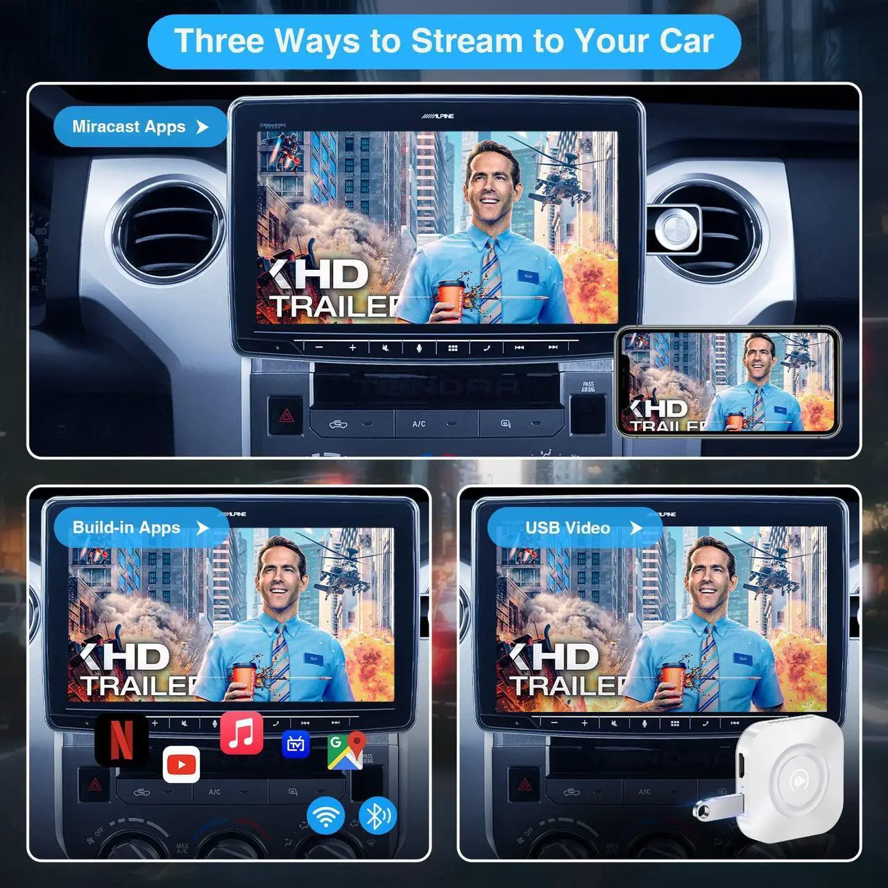 Alt view image 4 of 5 - Magic Box 3.0 Wireless CarPlay Adapter for CarPlay & Android Auto, Magic Box CarPlay Streaming Supports NetfIix/YouTube, The Magic Box for Factory Wired CarPlay Cars from 2016-White