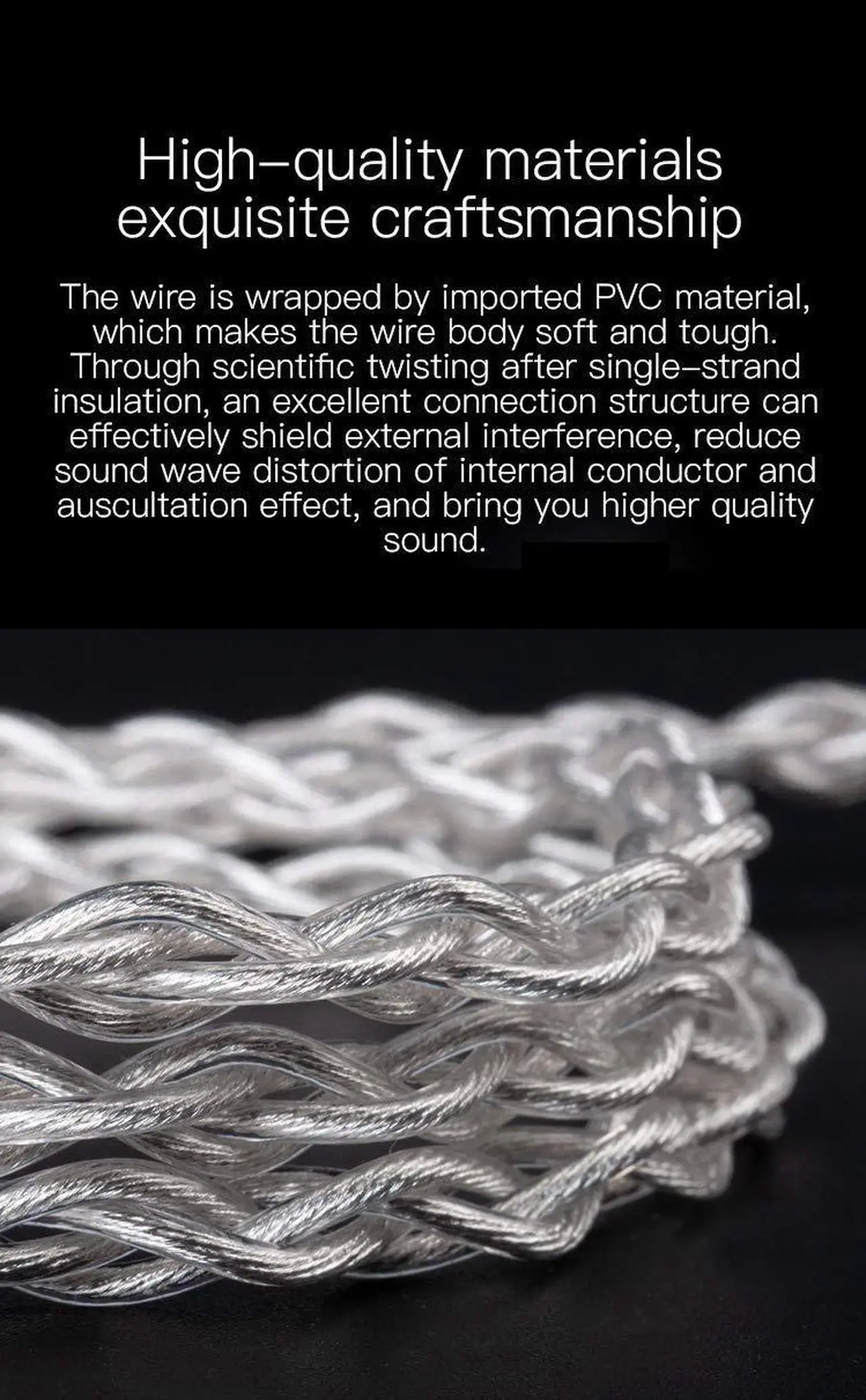 Alt view image 5 of 5 - Kinboofi TRI Earphone Cable 4 Core Silver Plated Single Crystal Copper Cable, Upgraded HIFI Earphone Cable Wire Extension Cord (3.5mm Plug,TFZ)