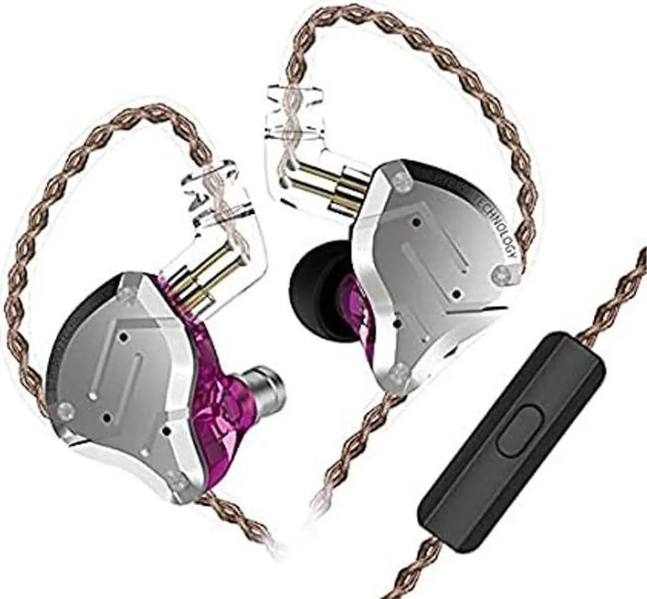 Main image of keephifi KZ ZS10 Pro IEM Earphones, 4BA+1DD 5 Driver in-Ear HiFi Metal Earphones with Stainless Steel Faceplate in Ear Headphones, 2 Pin Detachable Cable (Purple with Mic)