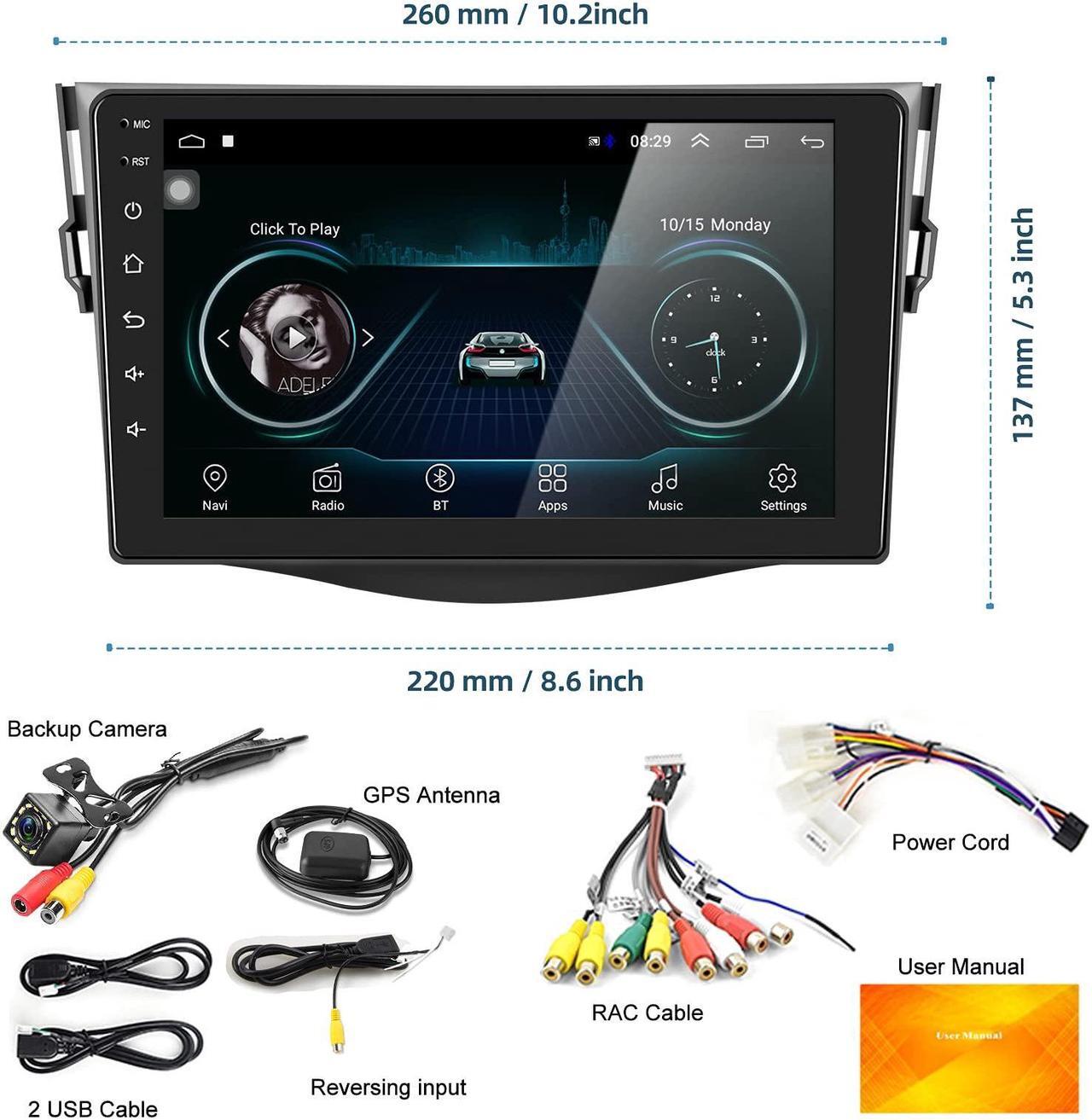 Alt view image 2 of 5 - NHOPEEW Android Car Stereo for 2006-2012 Toyota RAV4 9 inch Touch Screen Radio with Bluetooth/GPS Navigation/WiFi/Backup Camera