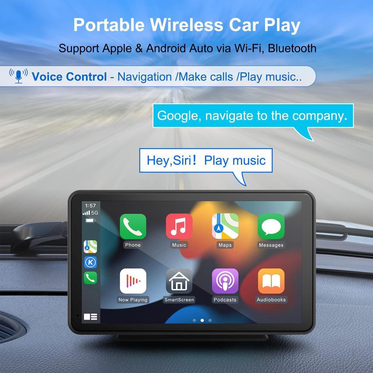 Alt view image 3 of 5 - ONCHEER 7-Inch Carplay Android Auto Touchscreen with Mirror Link, HD Waterproof Backup Camera, Bluetooth, WiFi, Auxiliary, USB Charger - Compatible with iPhone and Android Phones