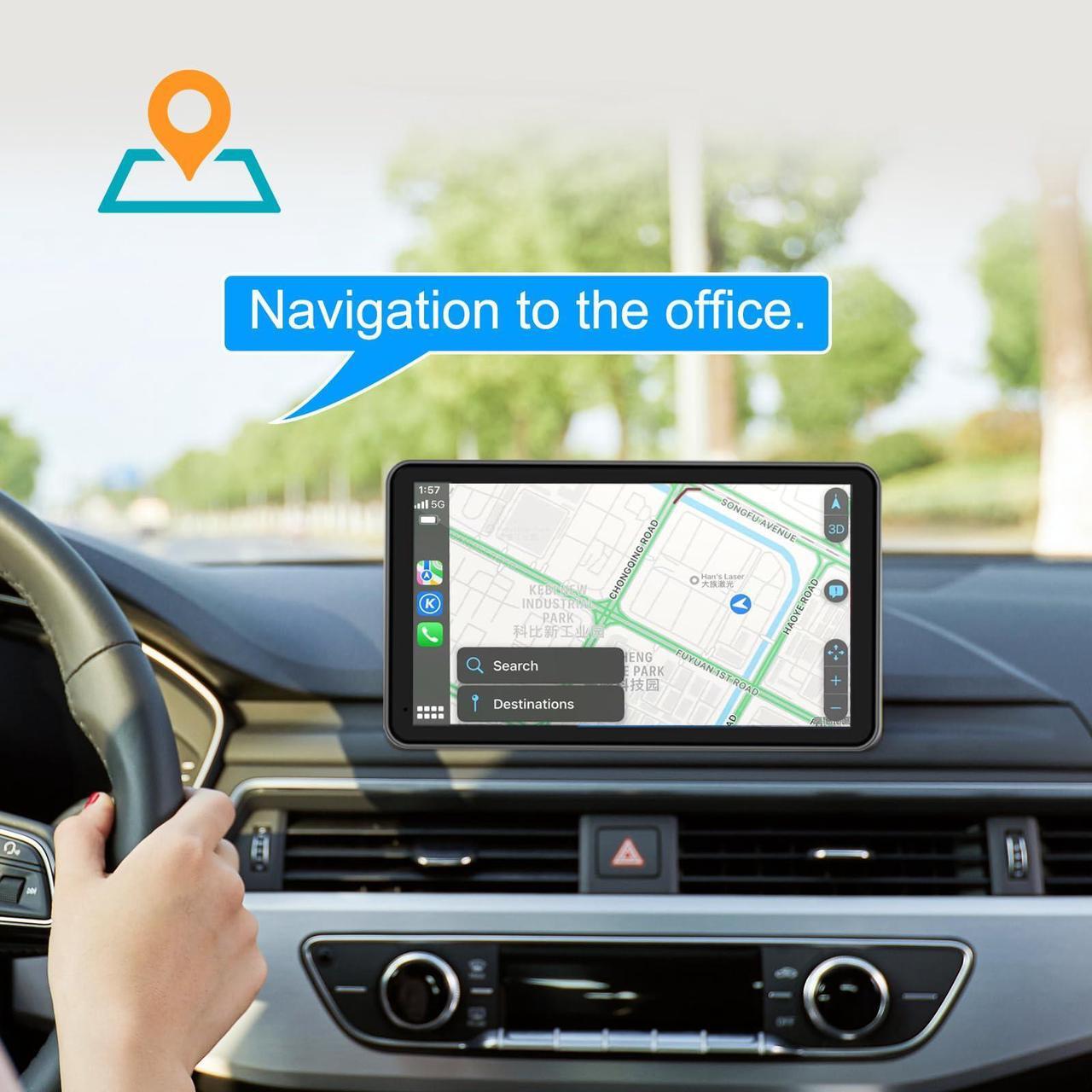 Alt view image 2 of 5 - ONCHEER 7-Inch Carplay Android Auto Touchscreen with Mirror Link, HD Waterproof Backup Camera, Bluetooth, WiFi, Auxiliary, USB Charger - Compatible with iPhone and Android Phones