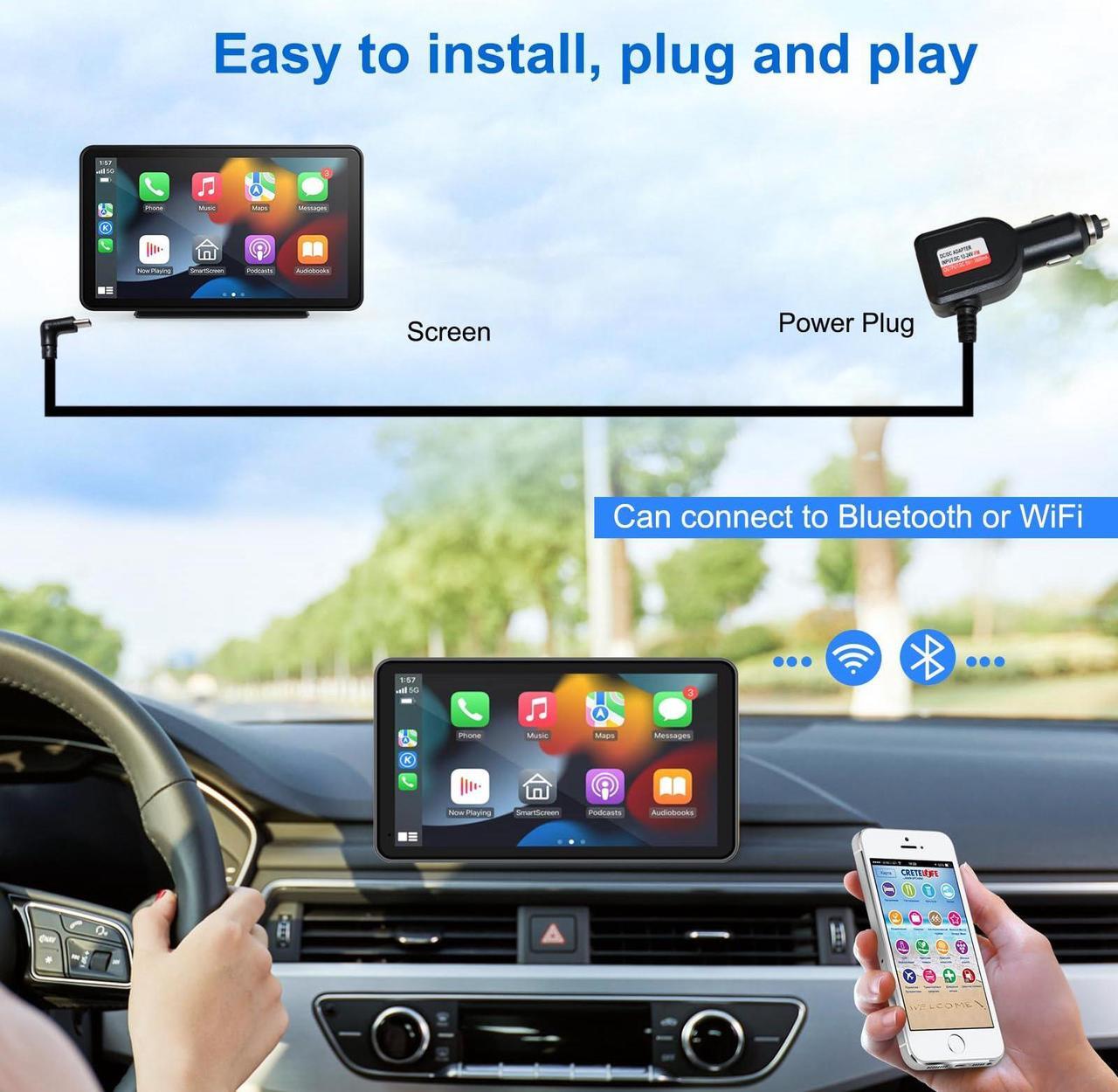 Alt view image 5 of 5 - ONCHEER 7-Inch Carplay Android Auto Touchscreen with Mirror Link, HD Waterproof Backup Camera, Bluetooth, WiFi, Auxiliary, USB Charger - Compatible with iPhone and Android Phones