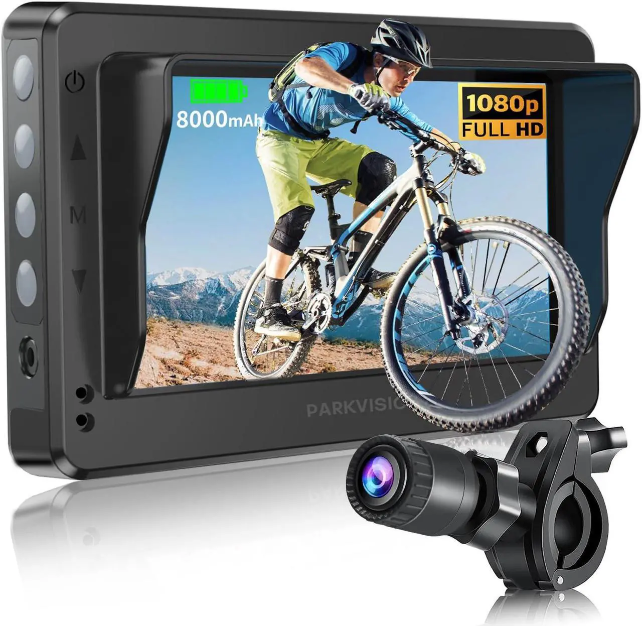 Main image of PARKVISION Bicycle Rear View Camera with Sunshade -4.3''Waterproof HD 1080P Monitor with Auto Dim -8000mah Rechargeable Battery -3 Mins Installation Bike Mirror Camera for Mountain Ebike