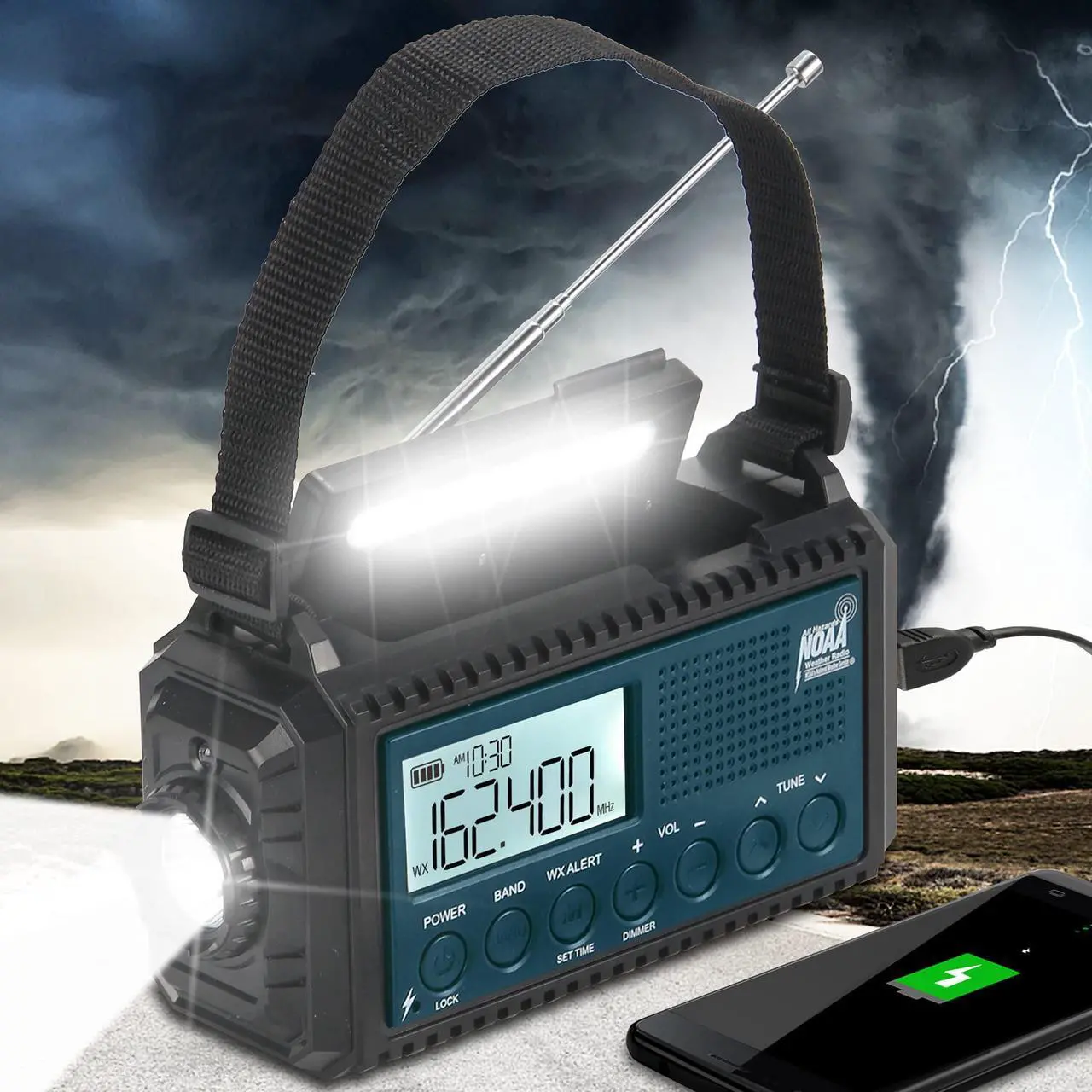 Alt view image 2 of 5 - PPLEE Digital Dual Alarm Clock for Bedroom + 5-Way Powered Auto Alert Weather Radio with AM/FM/SW/NOAA Radio