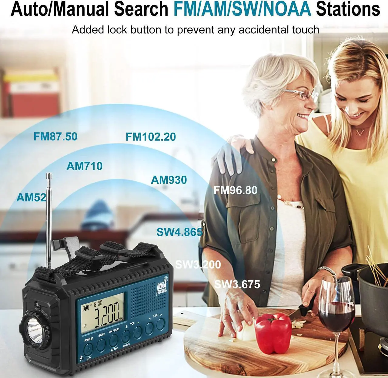 Alt view image 4 of 5 - PPLEE Digital Dual Alarm Clock for Bedroom + 5-Way Powered Auto Alert Weather Radio with AM/FM/SW/NOAA Radio