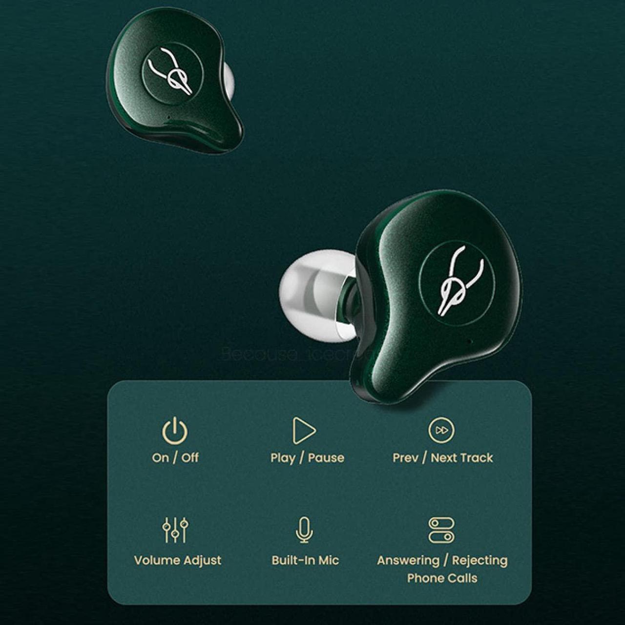 Alt view image 4 of 5 - ICESOMNUS Sabbat E12 Ultra Noise Cancelling Wireless Earbuds Blutooth 5.2 HiFi Stereo in-Ear Headphones with Built-in Mic and Wireless Charging Case Suitable for iOS, Android(Aurora Green)