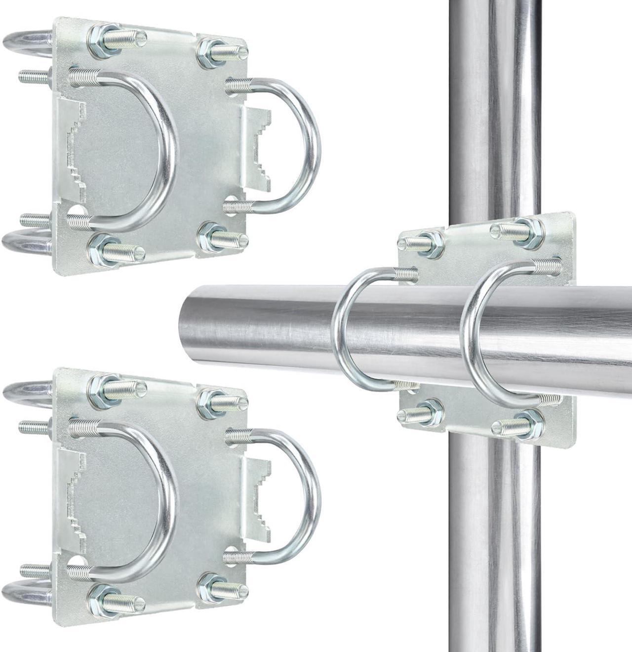 Main image of 2PCS Antenna Mast Clamp Cross-Over Bracket Kit with U Bolts for 1"-2" OD Poles, Heavy Duty Antenna Pole Mounting Hardware for MINO Yagi TV Antennas, Security Camera, Weather Station