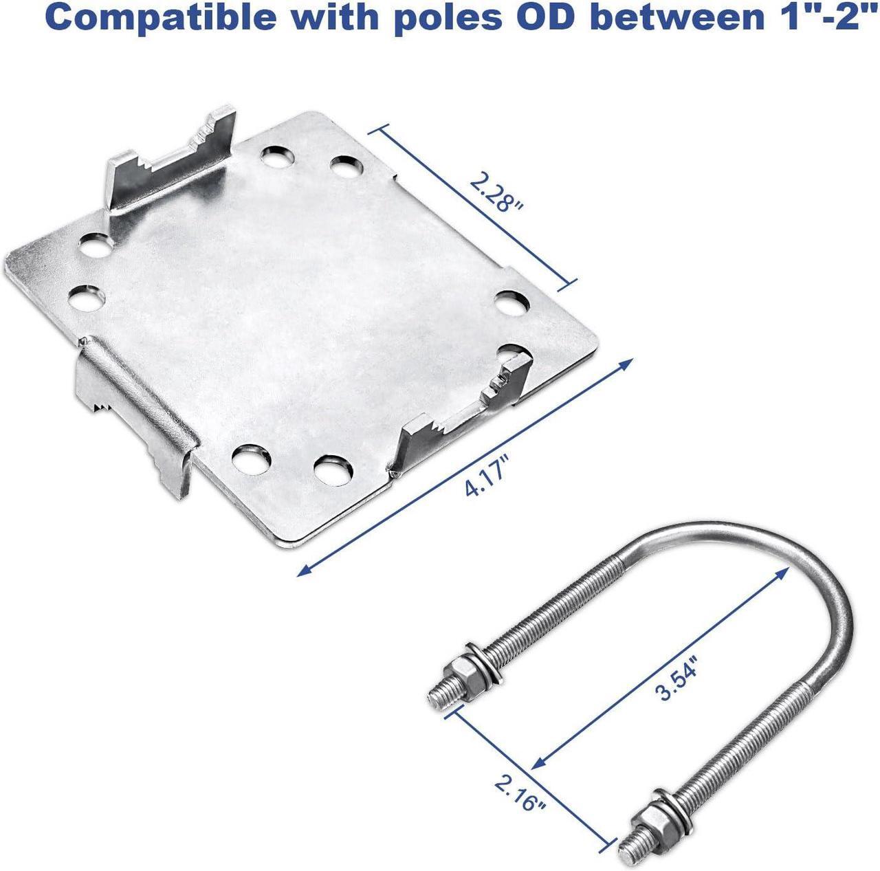 Alt view image 2 of 5 - 2PCS Antenna Mast Clamp Cross-Over Bracket Kit with U Bolts for 1"-2" OD Poles, Heavy Duty Antenna Pole Mounting Hardware for MINO Yagi TV Antennas, Security Camera, Weather Station