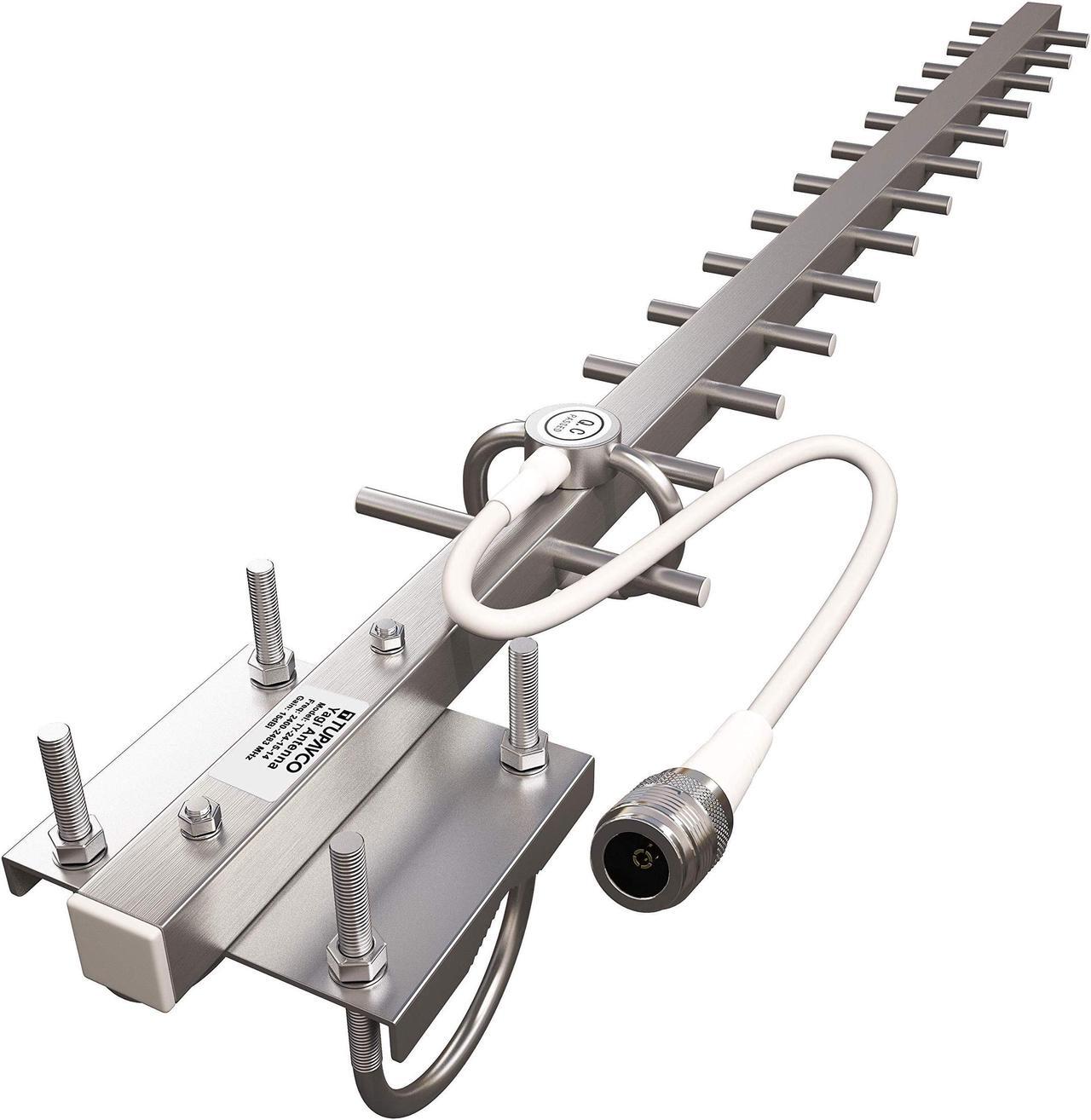Main image of Yagi WiFi Antenna 2.4GHz (15dBi) Outdoor Directional Signal (H:30deg V:25deg) Long Distance Range (High-Gain Weatherproof) Wireless Network (Pole Mount) N-Female Pigtail Connector Tupavco TP512