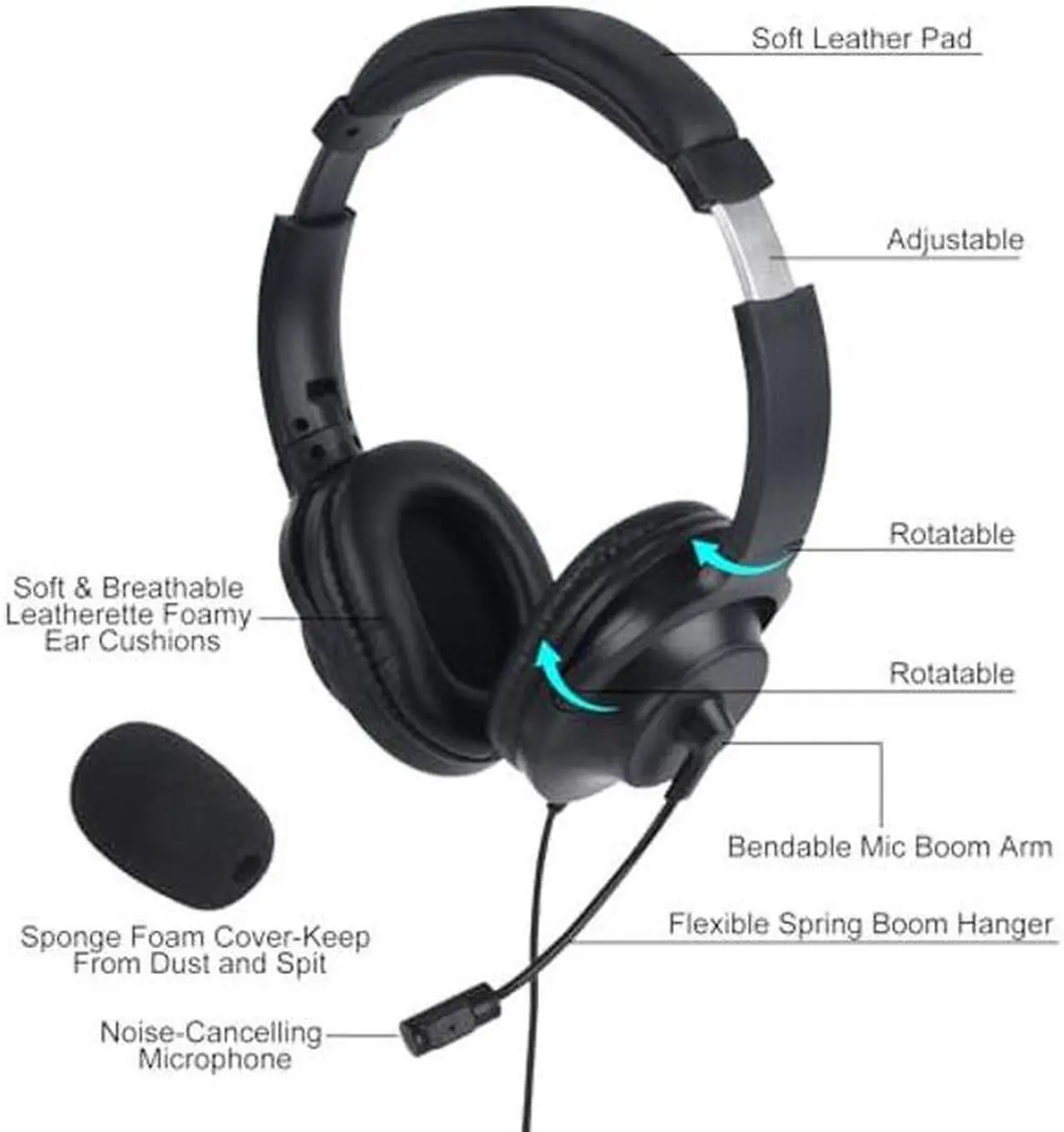 Alt view image 3 of 5 - WODASEN Noise Cancelling Overhead Headset with Boom Mic PTT VOX Microphone Push to Talk Headphone 2 Pin Walkie Talkie Earpiece for Motorola CP200D CLS1410 RDM2070D BPR40 RDU4100 RDV5100 Two Way Radio