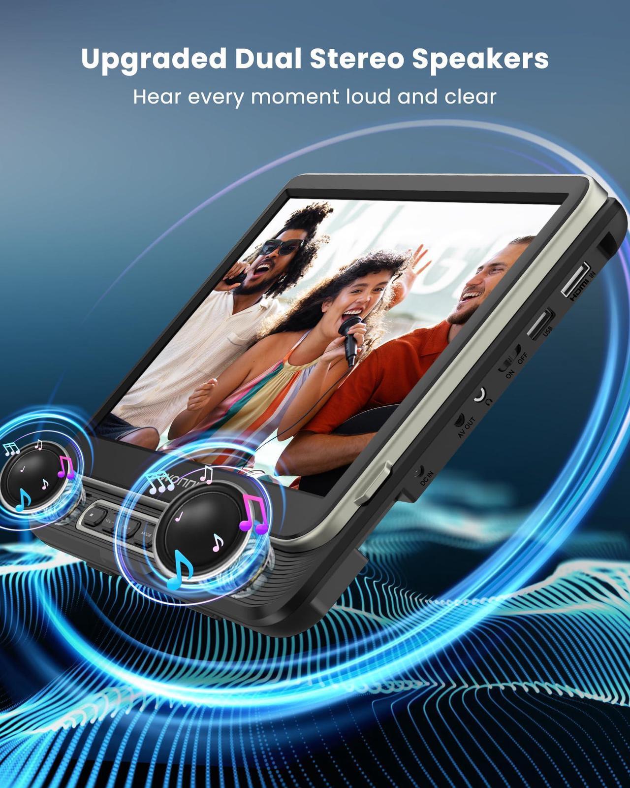 Alt view image 5 of 5 - WONNIE 12" Headrest DVD Player Portable for Car, Support 1080P/MP4 Video with HDMI Input/Output, Mounting Bracket, AC Adapter, Car Charger, AV Out, USB Card Reader, Last Memory