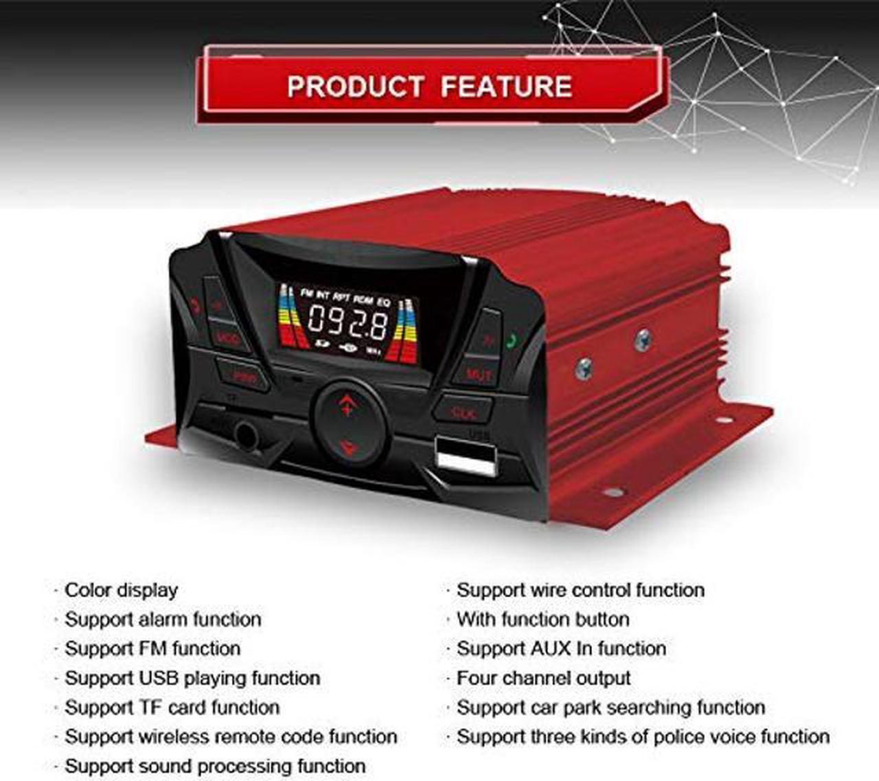 Alt view image 2 of 4 - XYC 12V 4 Channel UTV ATV Golf Cart Motorcycle Weatherproof Bluetooth Speakers MP3 Music Player Sound Audio Stereo Amplifier System AUX in USB SD FM Radio Motorbike Speaker
