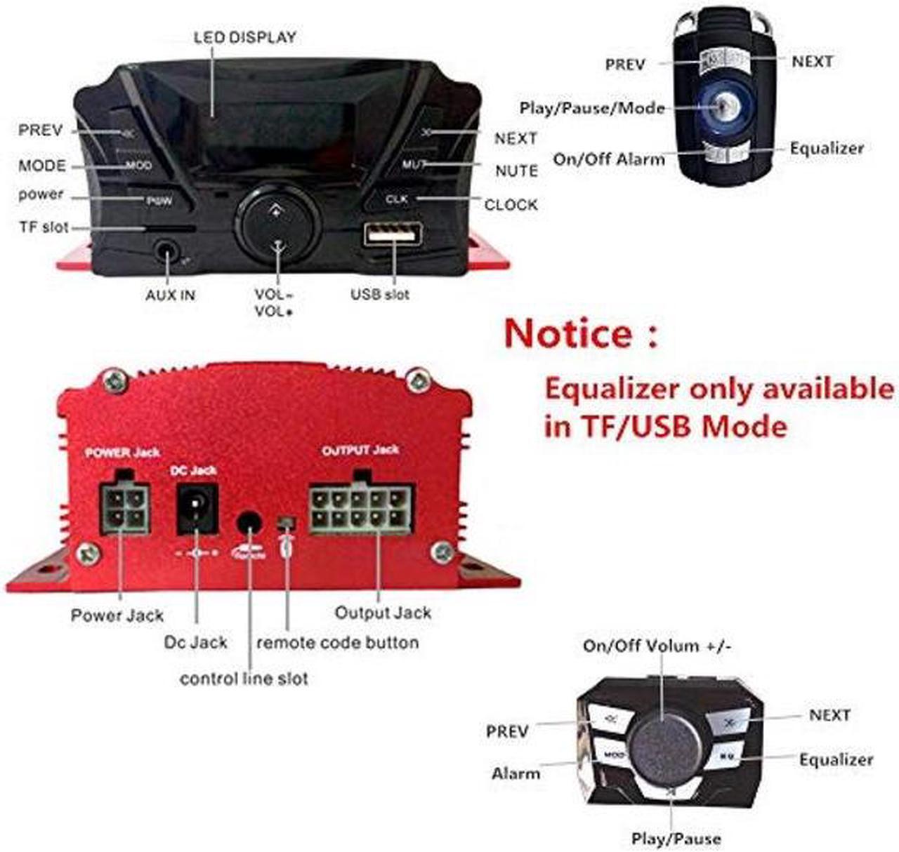 Alt view image 3 of 4 - XYC 12V 4 Channel UTV ATV Golf Cart Motorcycle Weatherproof Bluetooth Speakers MP3 Music Player Sound Audio Stereo Amplifier System AUX in USB SD FM Radio Motorbike Speaker