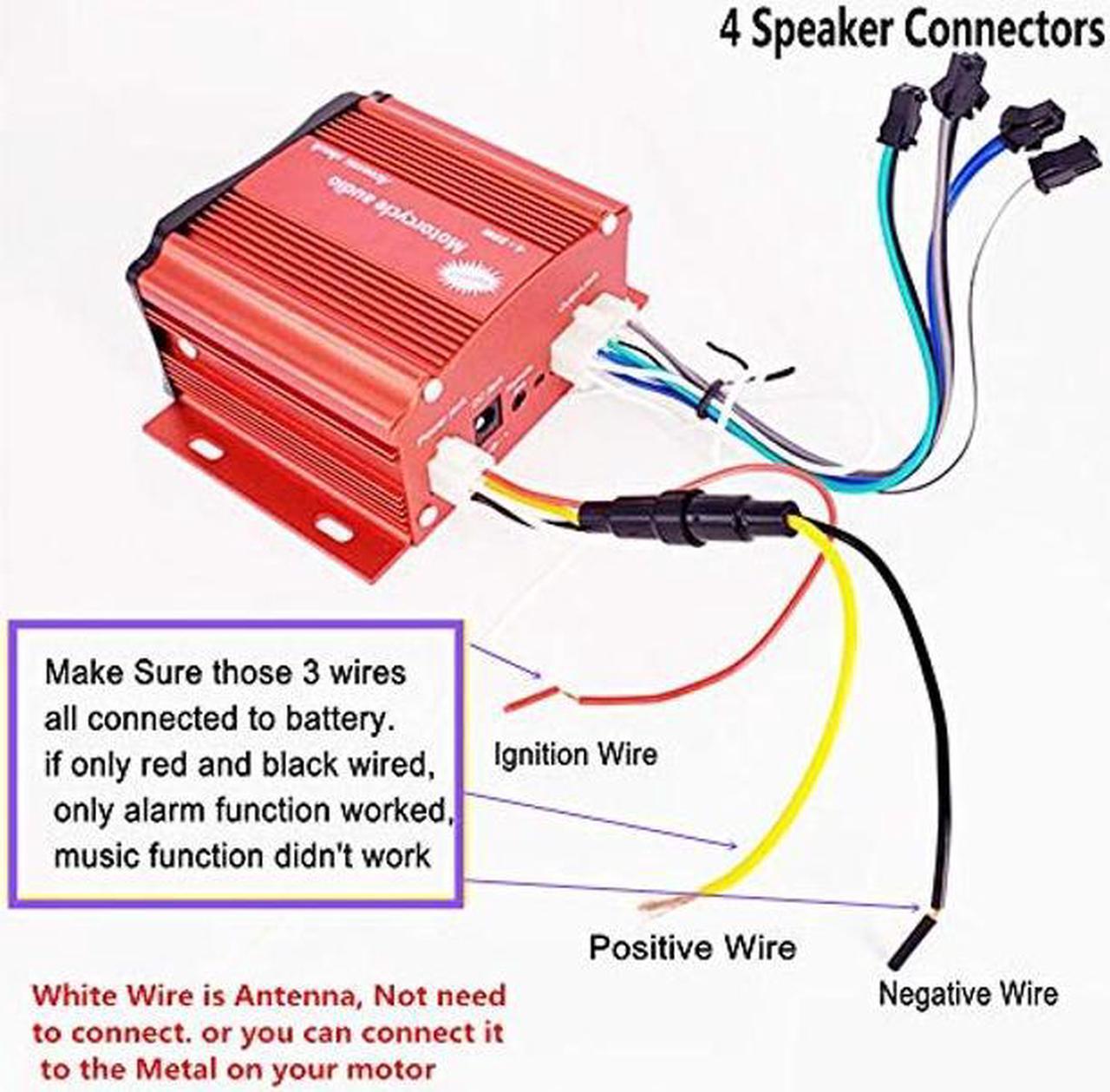 Alt view image 4 of 4 - XYC 12V 4 Channel UTV ATV Golf Cart Motorcycle Weatherproof Bluetooth Speakers MP3 Music Player Sound Audio Stereo Amplifier System AUX in USB SD FM Radio Motorbike Speaker