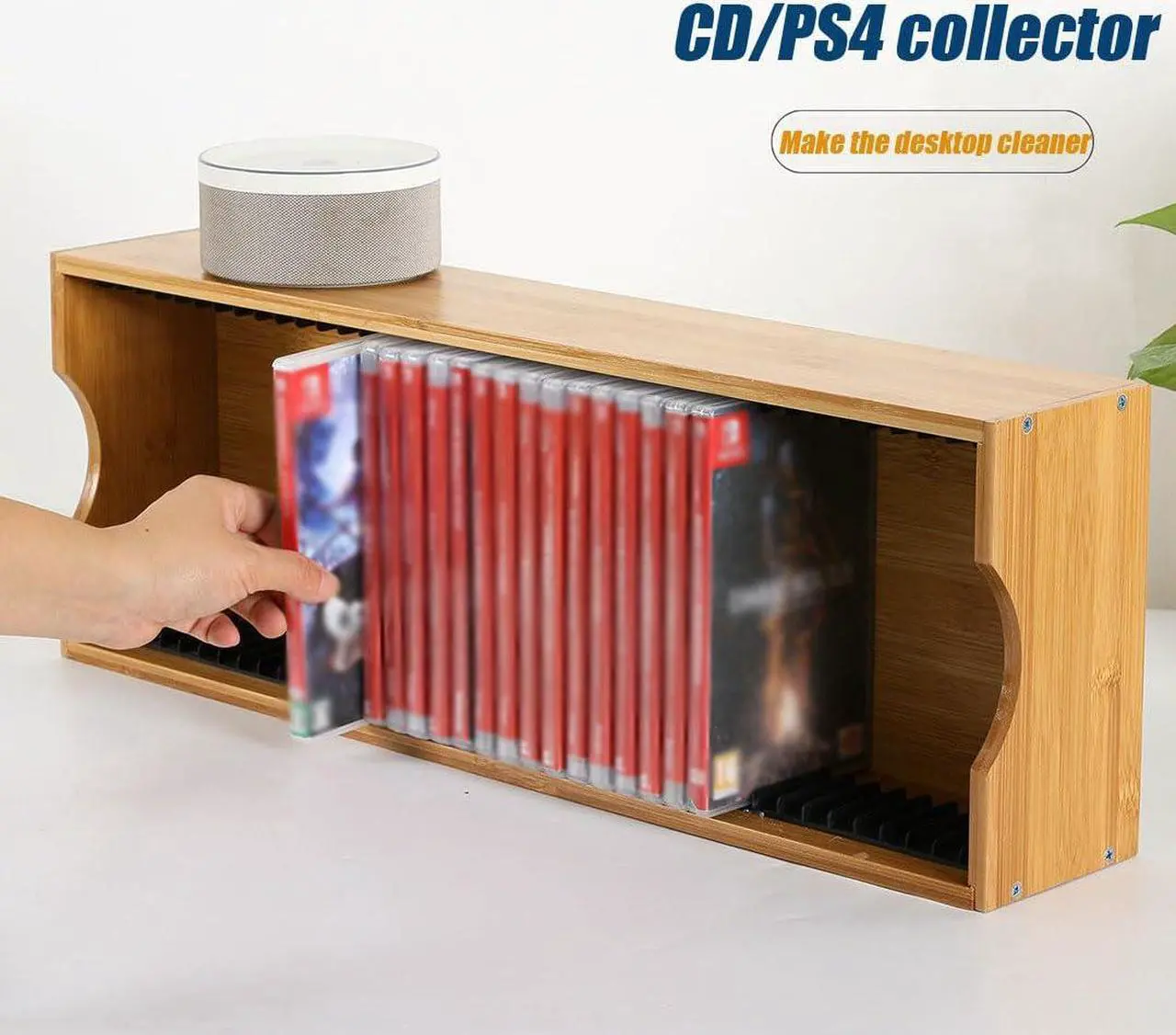 Alt view image 4 of 5 - ZHWFDC DVD CD Rack Holder CD Storage Box,Media Storage Organizer - Wood Media Storage Box for Collection,Display,Storage and Organization(Size:55.5x14.5x20cm/21.85x5.7x7.87in)