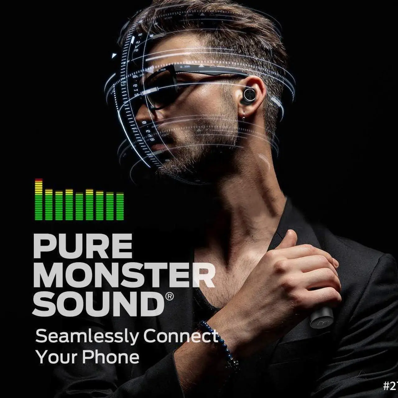 Alt view image 3 of 5 - Monster Clarity 101 AirLinks Wireless Earbuds, Bluetooth 5.0 in-Ear Headphones with Charging Case, Stereo Earphones Deep Bass Sound, IPX5 Waterproof, Built-in Mic, Clear Call, Secure Fit for Sports