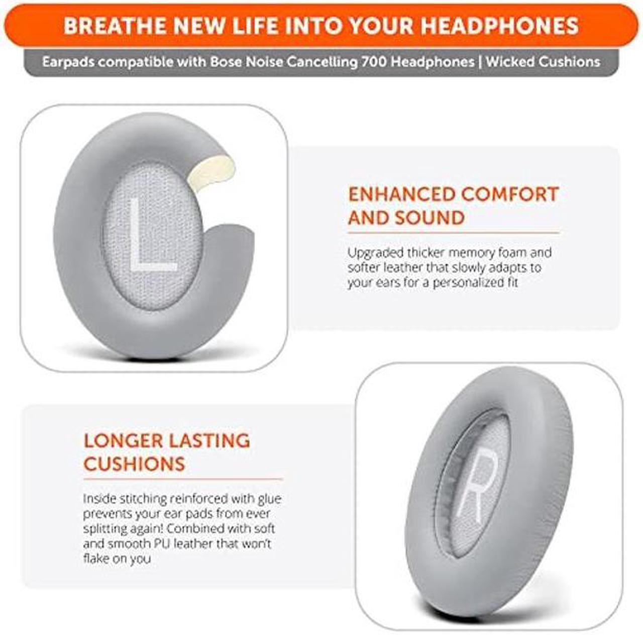 Alt view image 4 of 5 - WC Wicked Cushions Upgraded Replacement Ear Pads for Bose 700 Noise Cancelling Headphones (NC700) - Softer PU Leather, Luxurious Memory Foam, Added Thickness, Extra Durable Ear Cushions | (Silver)