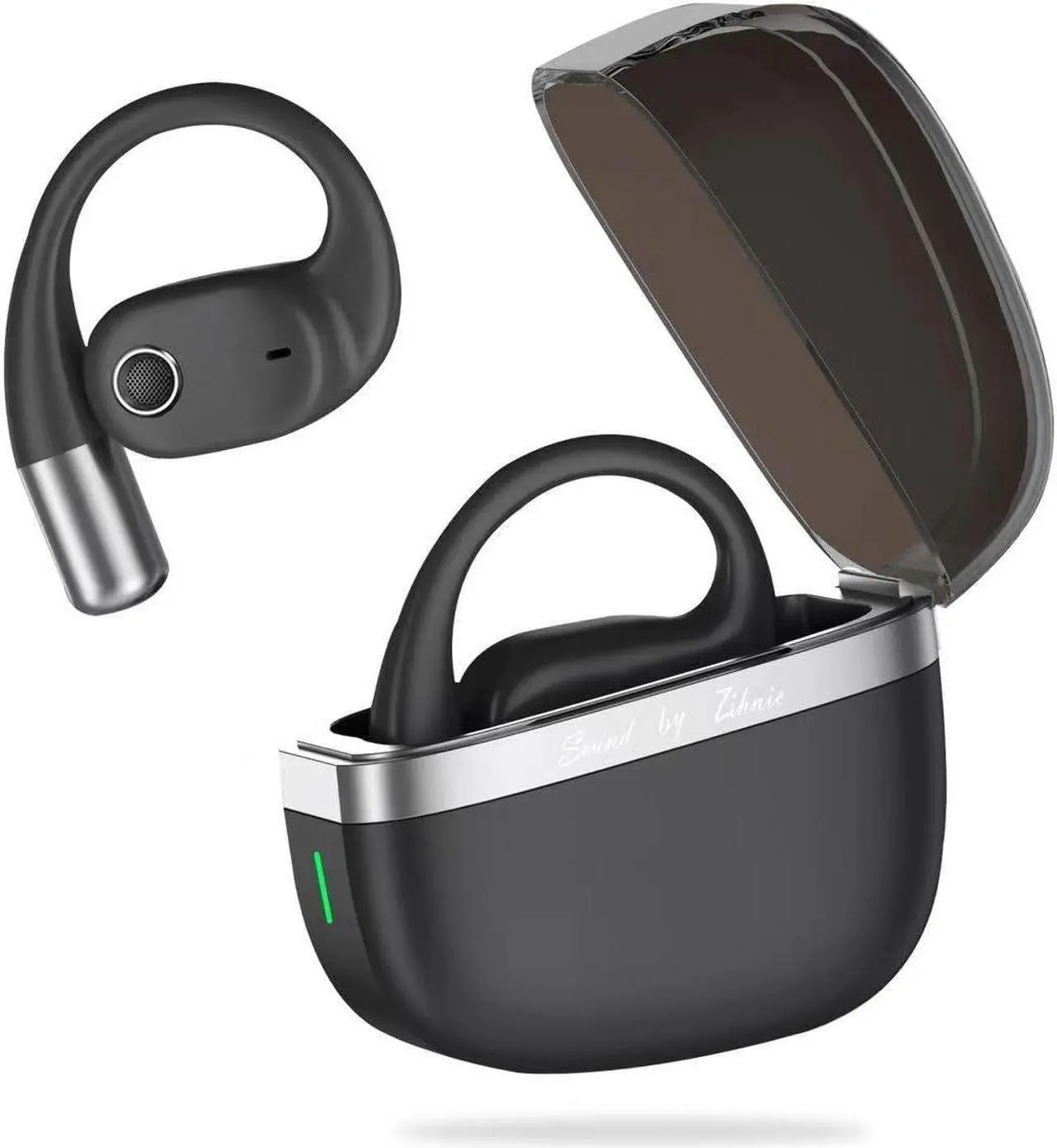 Main image of ZIHNIC True Wireless Open Ear Headphones with Mic,Bluetooth Earbuds with Earhooks,XP5 Sweatproof,Fast Charging,35Hrs Playtime,Compatible with Anyphone-Black