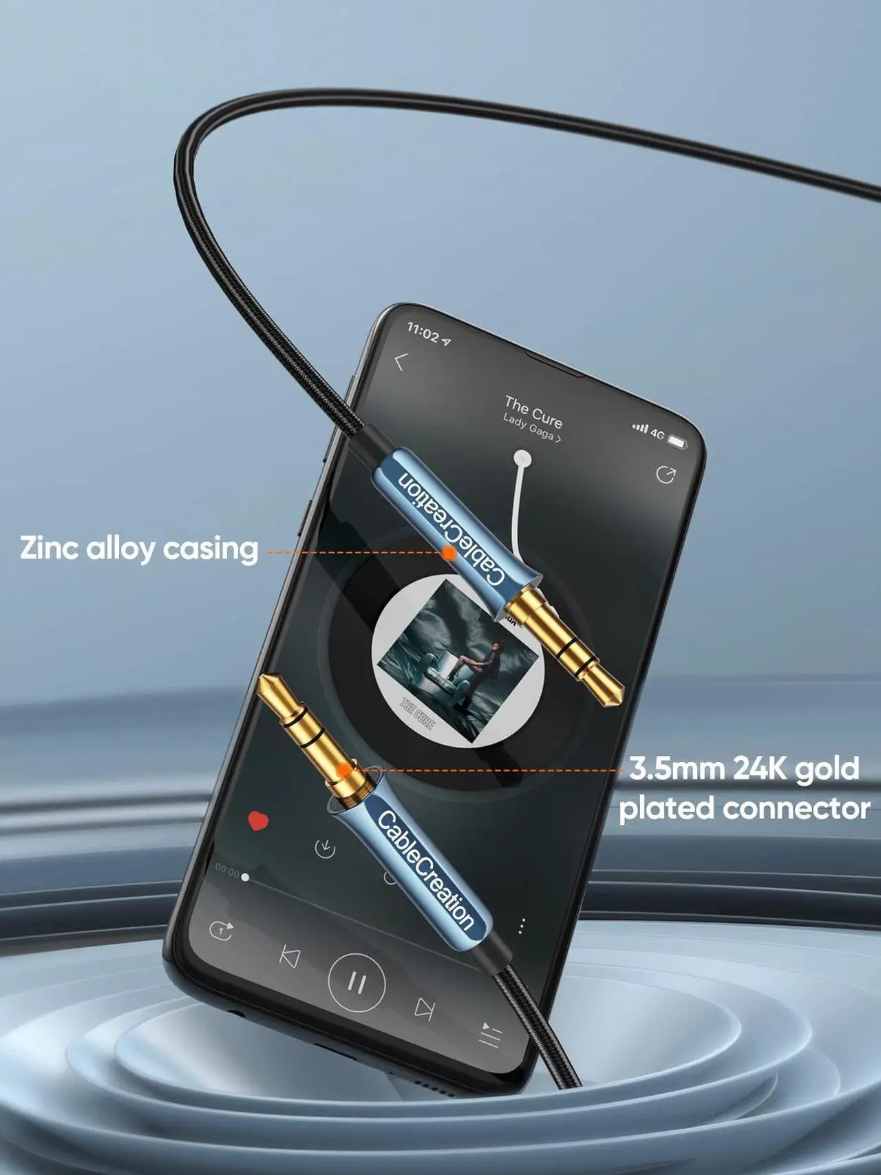Alt view image 3 of 5 - CableCreation Aux Cord for Car Bundle with USB C to 3.5mm Headphone and Charger Adapter