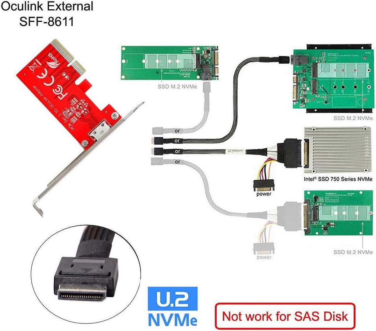 Alt view image 5 of 5 - chenyang Oculink External SFF-8612 SFF-8611 Host to PCI-E Express 3.0 4.0 PCI-E 4X Adapter for PCIe SSD with Bracket