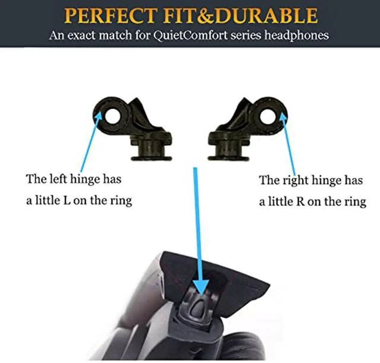 Alt view image 3 of 5 - QuietComfort 35 I II Metal Hinge Swivel as Same as The OEM QC35 Hinge Replacement Parts Accessories Compatible with Bose QuietComfort 35/QuietComfort 35 II/QC35/QC35 II/QC45/QC25 Headphones (Black)