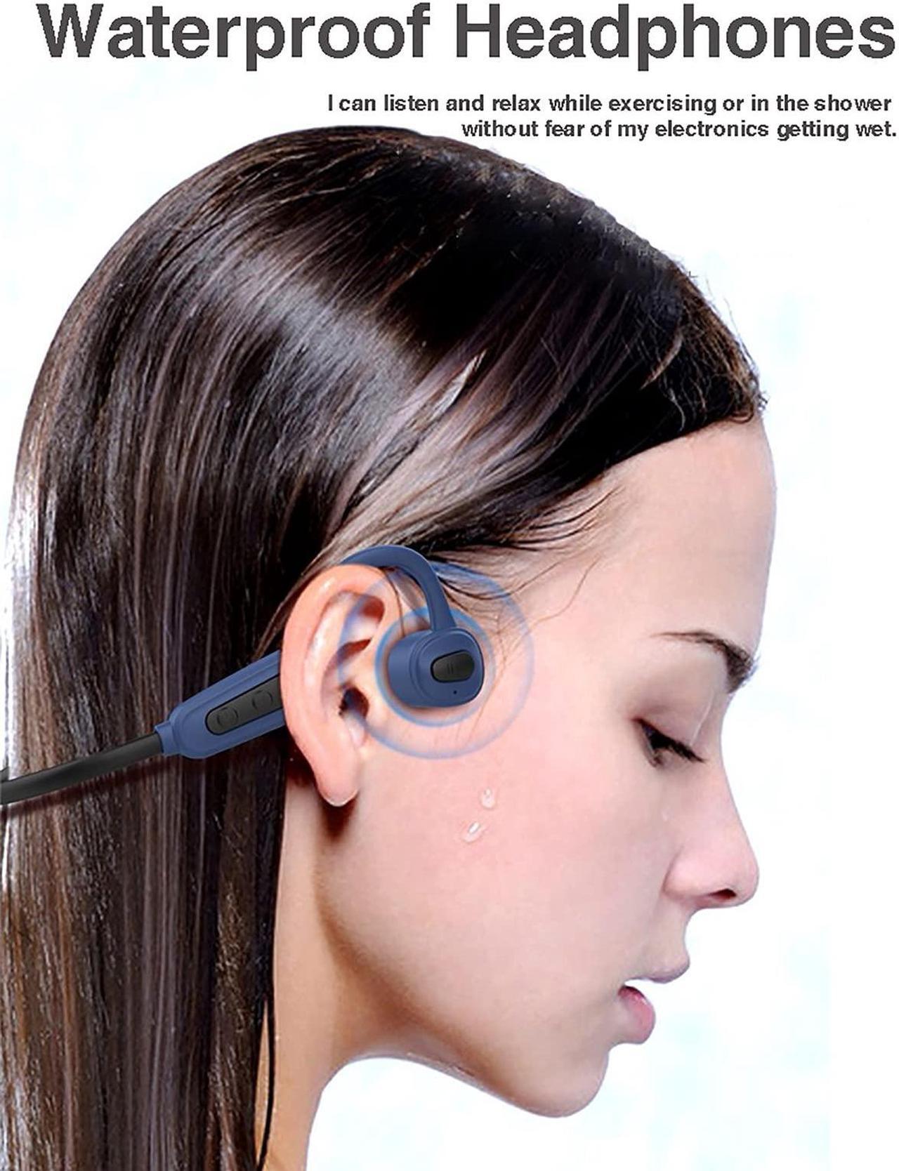 Alt view image 3 of 5 - Bone Conduction Headphones Waterproof Headphones for Swimming - Bluetooth MP3 Player Wireless IPX8 Sport Earphones Open Ear 16GB with Mic Noise Cancelling for Running Diving Underwater Gym Spa