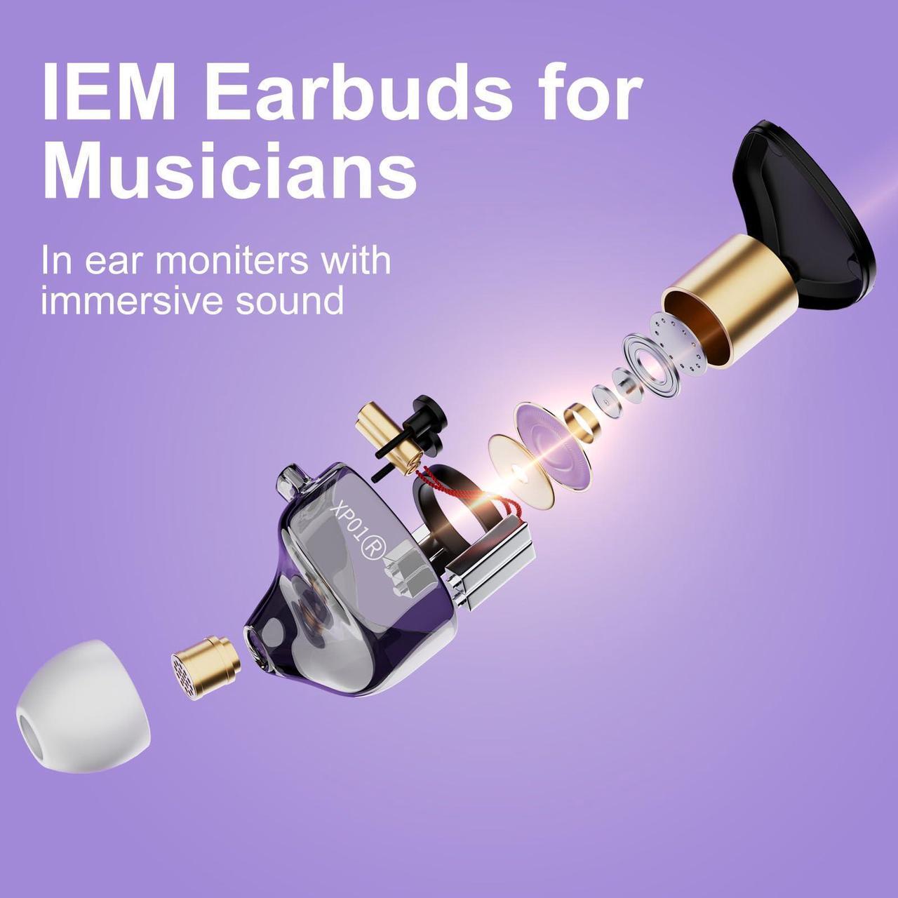 Alt view image 5 of 5 - Jrumz XP02 Wireless in-Ear Monitor Earbuds, Lightweight IEM Earphones with Detachable Cables, 40-Hour Playtime, Over-Ear Earhooks Sound for Singers, Musicians, Drummers, and DJs