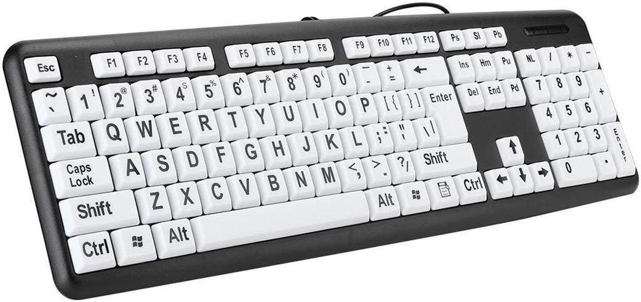 Main image of Large Print Computer Keyboard, 104 Keys USB Wired Computer Keyboard Visually Impaired Individuals Wired Keyboard for Senior Citizens in Low and Dim Lighted Areas(Black)
