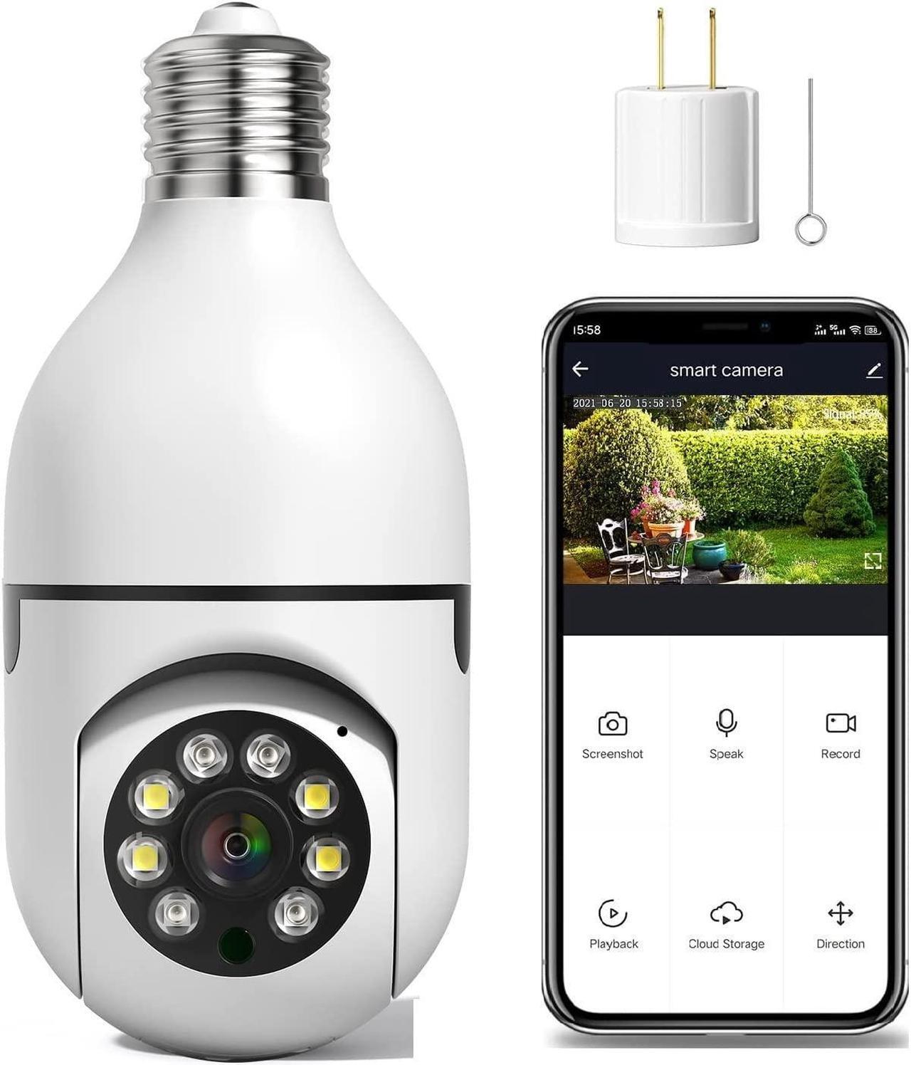 Main image of 3MP Light Bulb Security Camera for Home Security, 360deg WiFi Smart Light Socket Security Camera Outdoor Wireless, Lightbulb Camera with Motion Detection, Two Way Talk, Compatible with Alexa (1Pack)