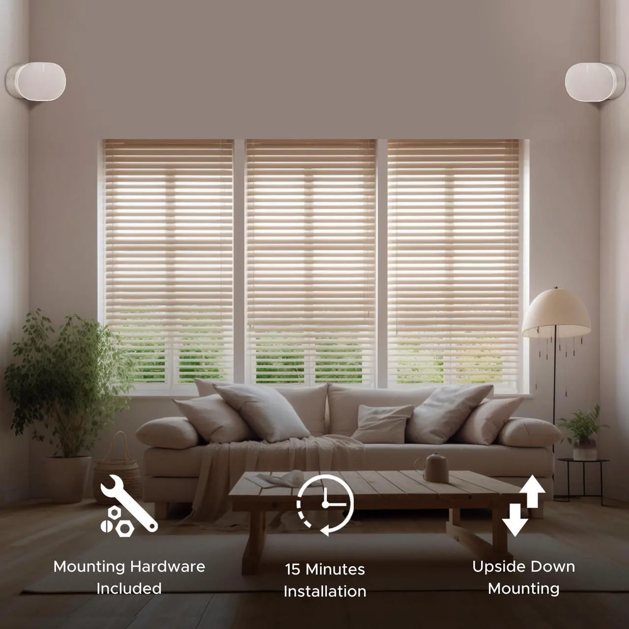 Alt view image 3 of 5 - ERA300 Corner Wall Mount Bracket, Low Profile, White, Single (1pc), includes Mounting Hardware, Compatible with Sonos ERA 300 Speaker