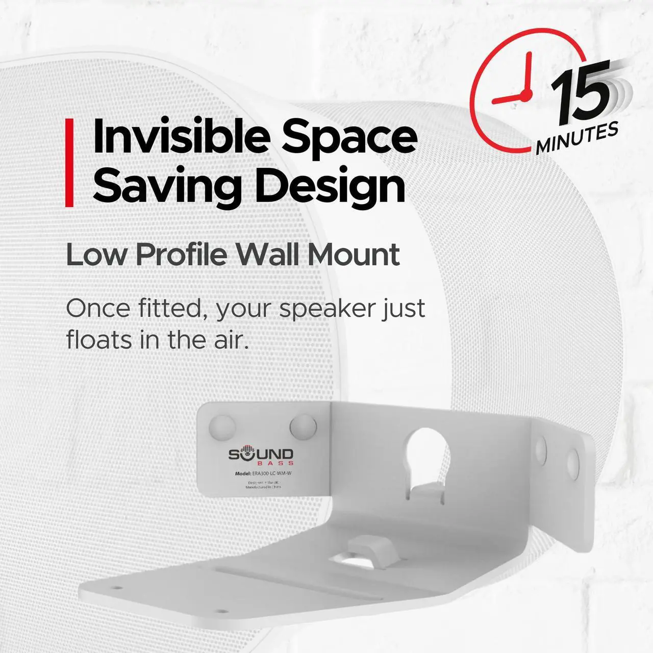 Alt view image 2 of 5 - ERA300 Corner Wall Mount Bracket, Low Profile, White, Single (1pc), includes Mounting Hardware, Compatible with Sonos ERA 300 Speaker